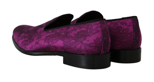 Dolce & Gabbana Purple Jacquard Loafers Dress Formal Shoes Curated Luxury Accessories by Orvyn