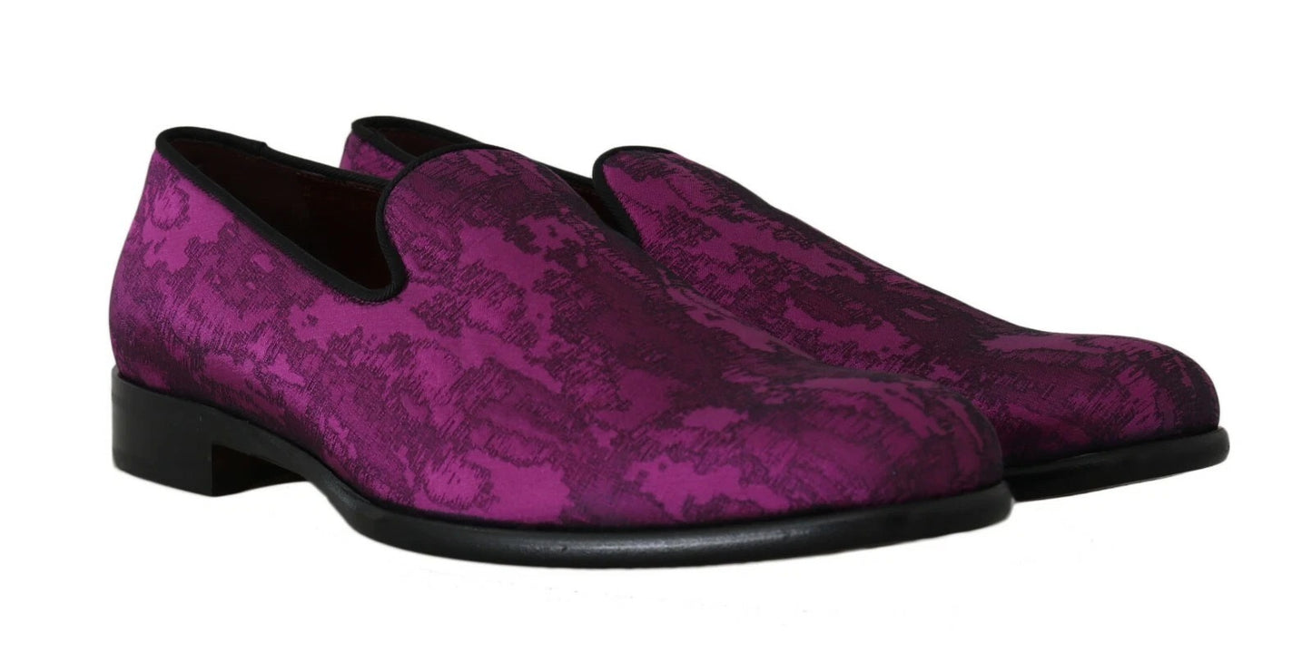 Dolce & Gabbana Purple Jacquard Loafers Dress Formal Shoes Curated Luxury Accessories by Orvyn