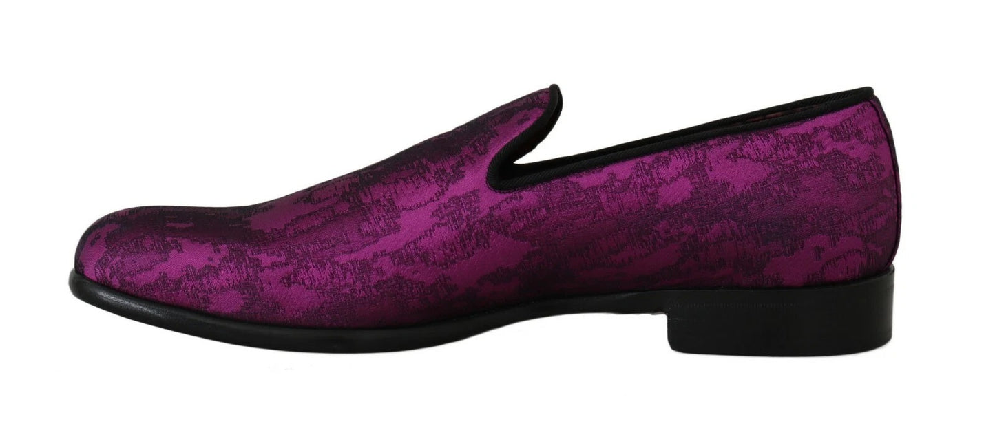 Dolce & Gabbana Purple Jacquard Loafers Dress Formal Shoes Curated Luxury Accessories by Orvyn