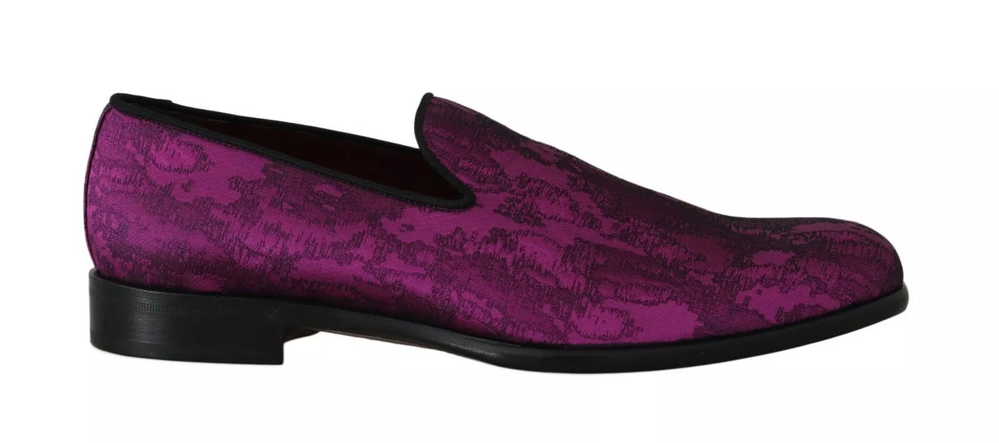 Dolce & Gabbana Purple Jacquard Loafers Dress Formal Shoes Curated Luxury Accessories by Orvyn