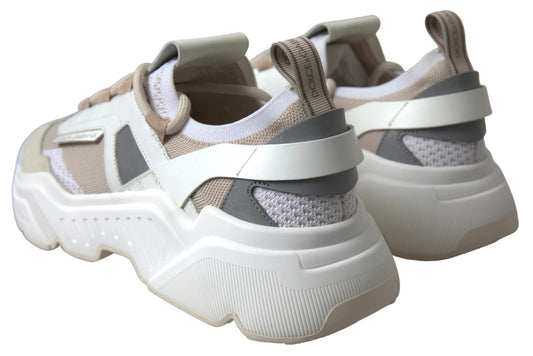 Dolce & Gabbana Sneakers White Beige Leather Sport DAYMASTER Shoes Curated Luxury Accessories by Orvyn