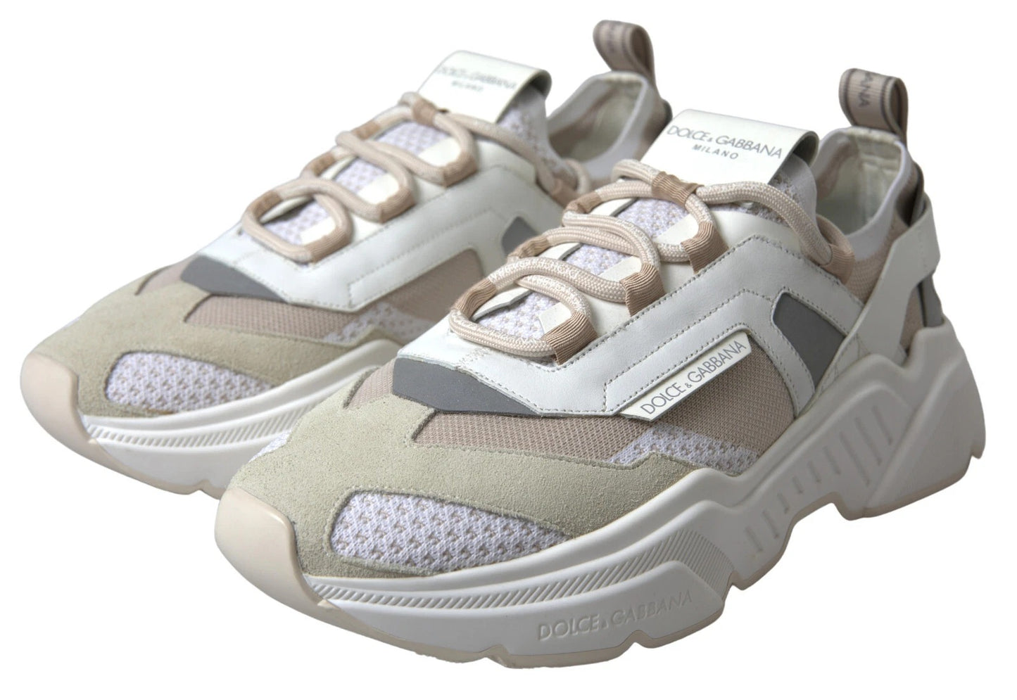 Dolce & Gabbana Sneakers White Beige Leather Sport DAYMASTER Shoes Curated Luxury Accessories by Orvyn