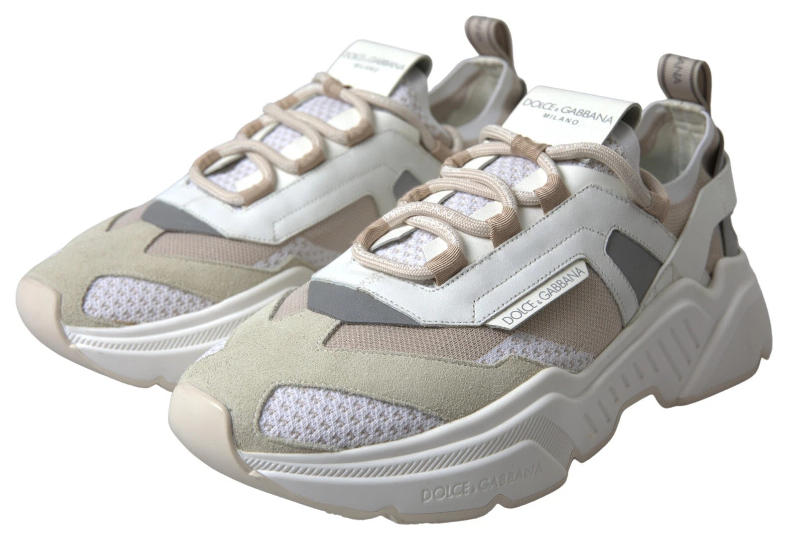 Dolce & Gabbana Sneakers White Beige Leather Sport DAYMASTER Shoes Curated Luxury Accessories by Orvyn