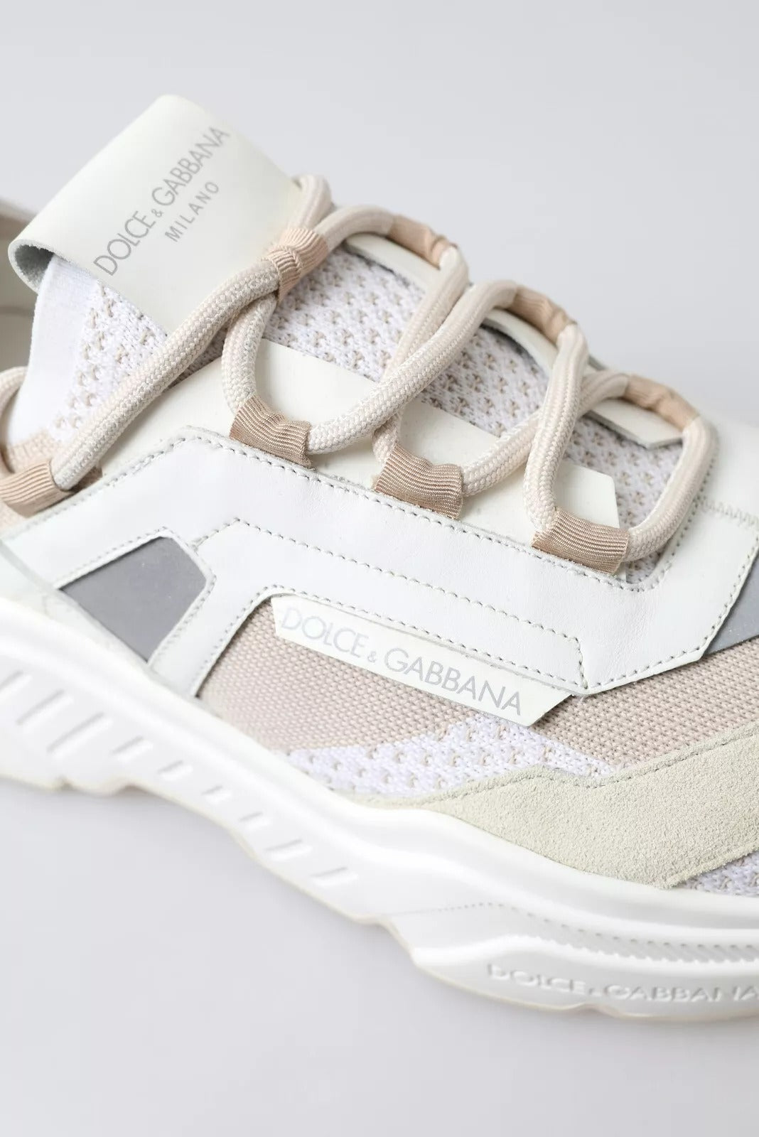 Dolce & Gabbana Sneakers White Beige Leather Sport DAYMASTER Shoes Curated Luxury Accessories by Orvyn
