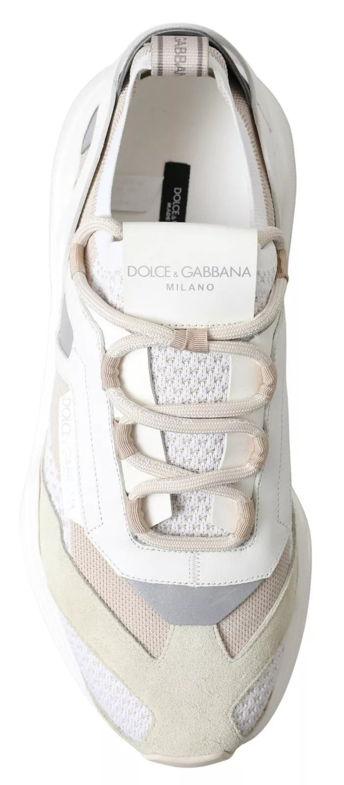 Dolce & Gabbana Sneakers White Beige Leather Sport DAYMASTER Shoes Curated Luxury Accessories by Orvyn
