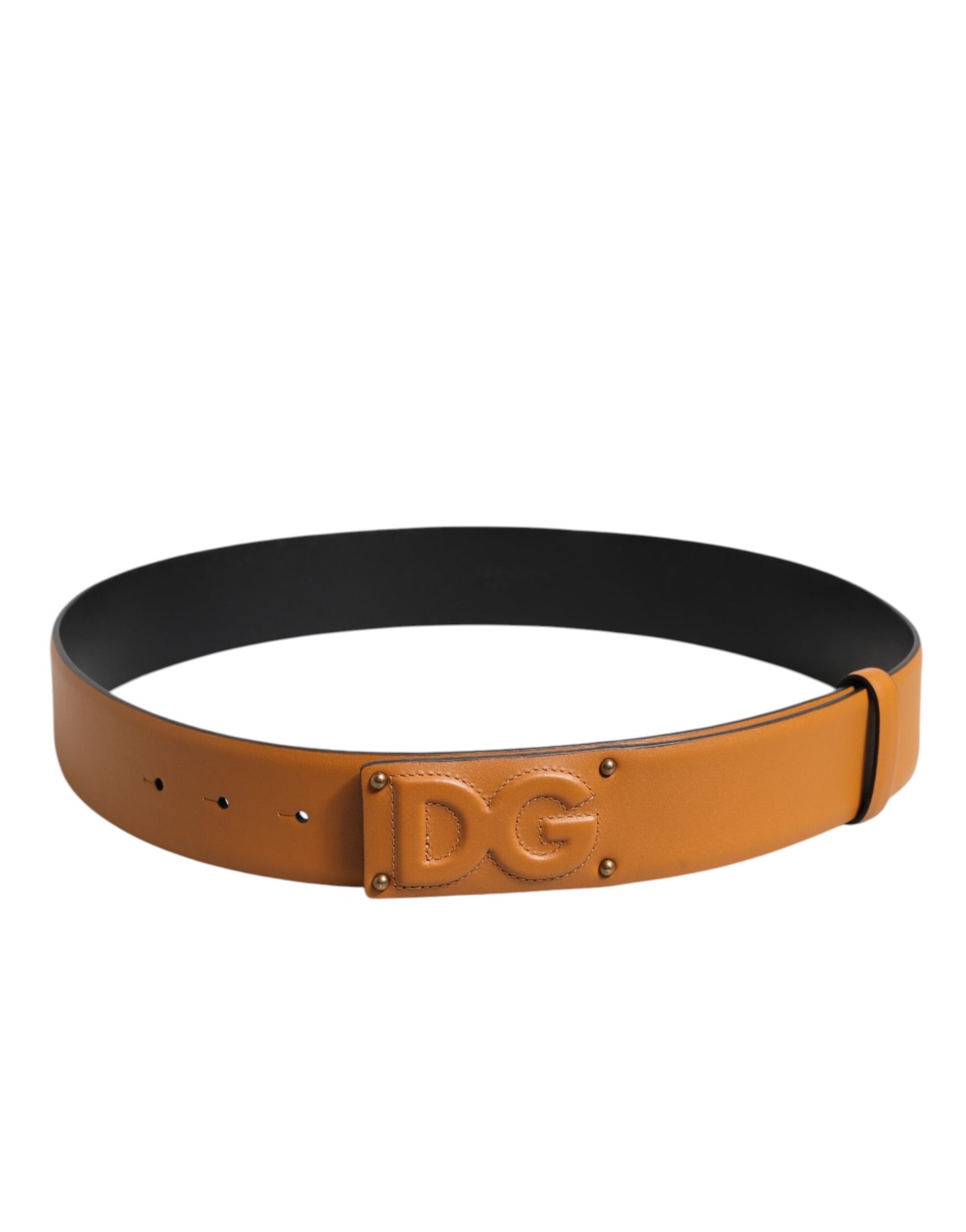 Dolce & Gabbana Brown Leather Buckle DG Logo Embossed Belt Curated Luxury Accessories by Orvyn