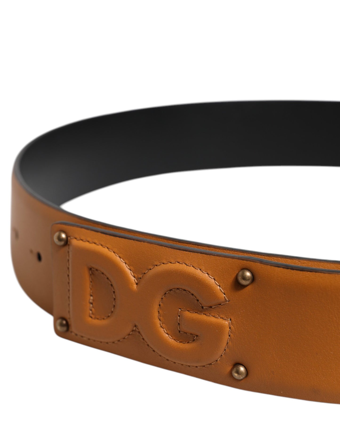 Dolce & Gabbana Brown Leather Buckle DG Logo Embossed Belt Curated Luxury Accessories by Orvyn