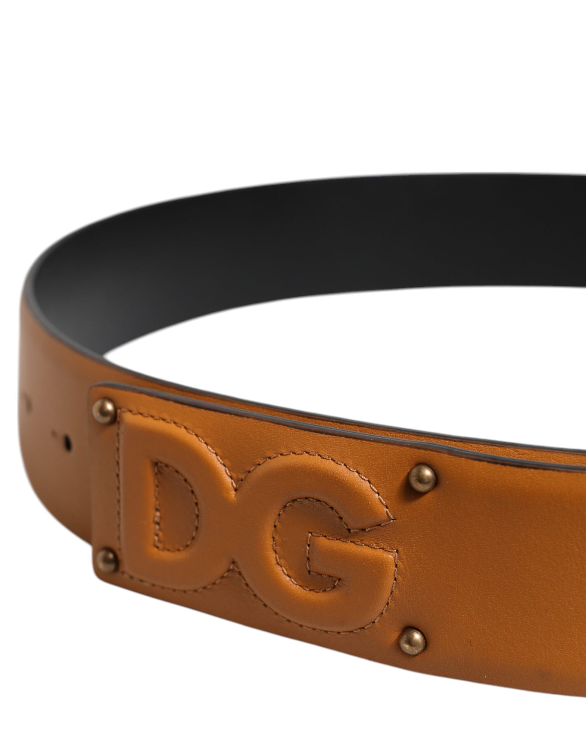 Dolce & Gabbana Brown Leather Buckle DG Logo Embossed Belt Curated Luxury Accessories by Orvyn