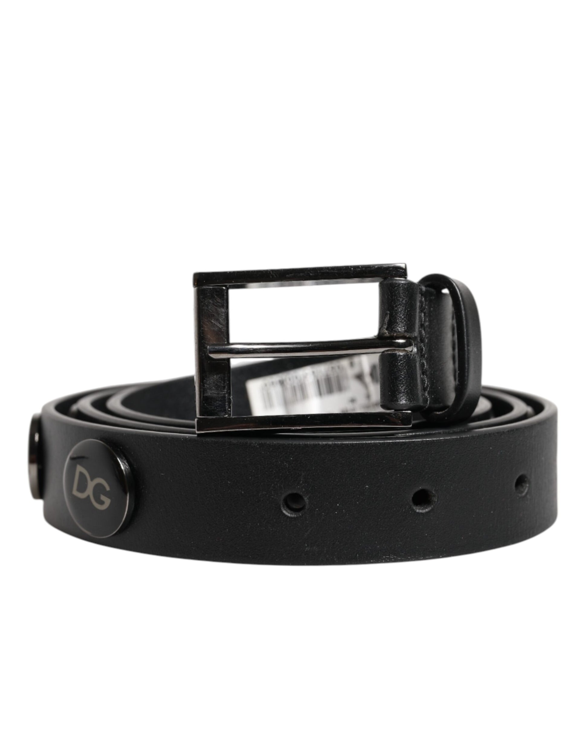 Dolce & Gabbana Black Luxury Leather DG Studs Buckle Belt Curated Luxury Accessories by Orvyn