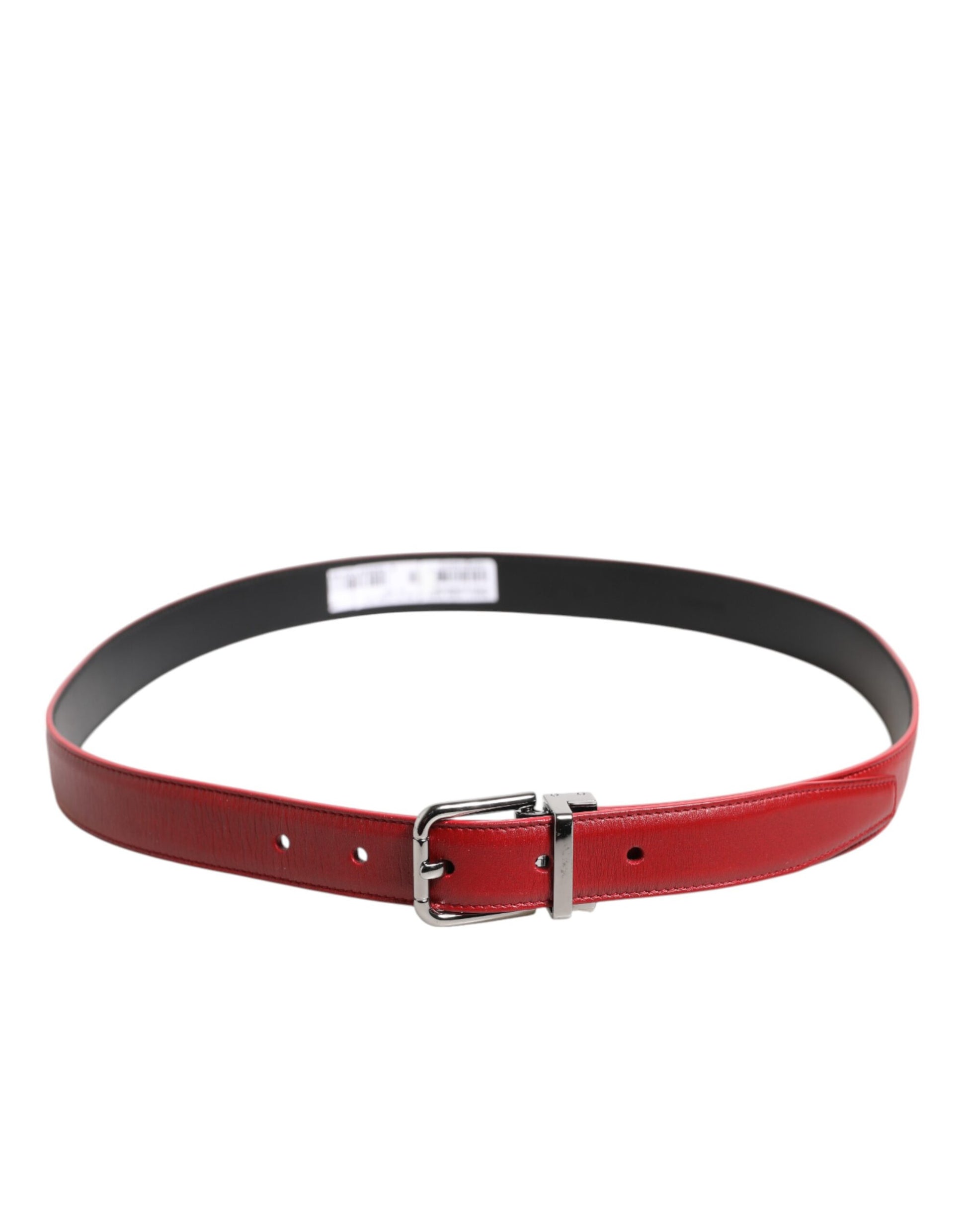 Dolce & Gabbana Red Leather Silver Tone Metal Buckle Belt Curated Luxury Accessories by Orvyn
