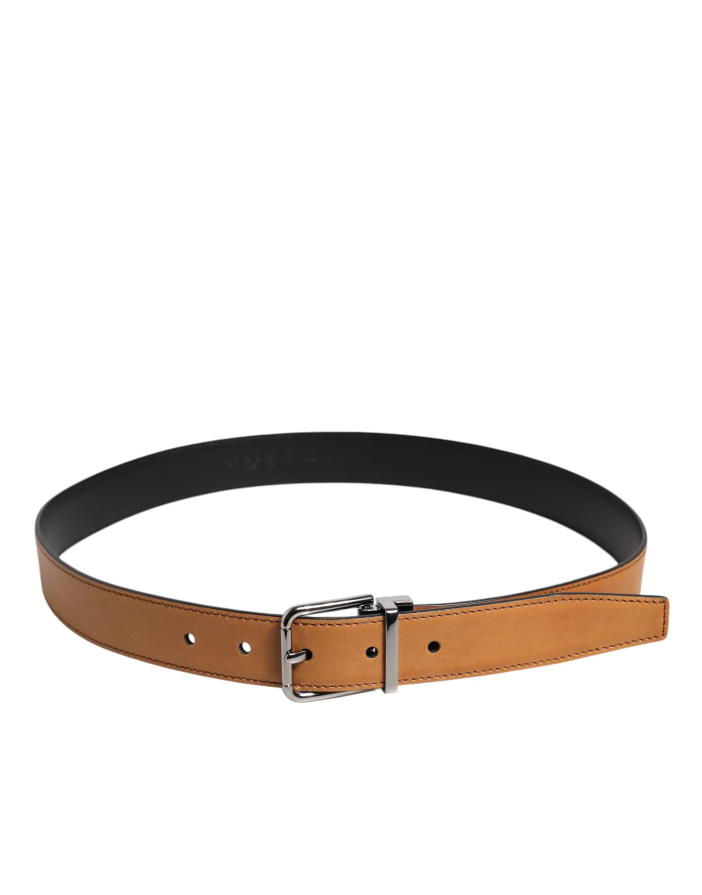 Dolce & Gabbana Brown Classic Calf Leather Silver Buckle Belt Curated Luxury Accessories by Orvyn