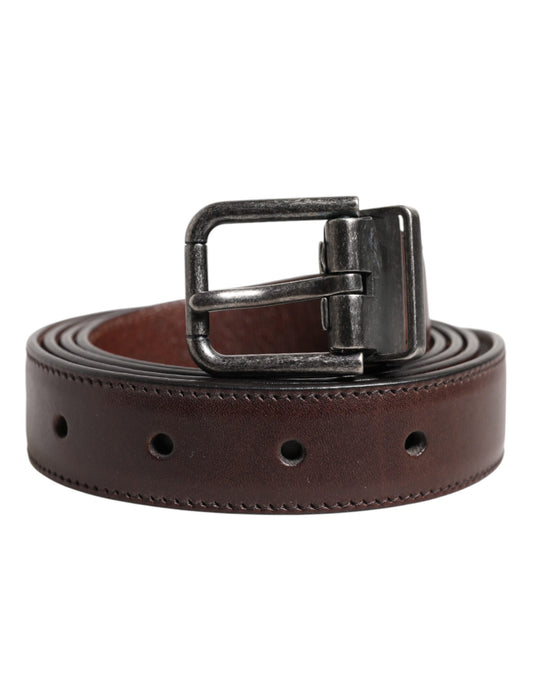 Dolce & Gabbana Brown Classic Calf Leather Metal Buckle Belt Curated Luxury Accessories by Orvyn