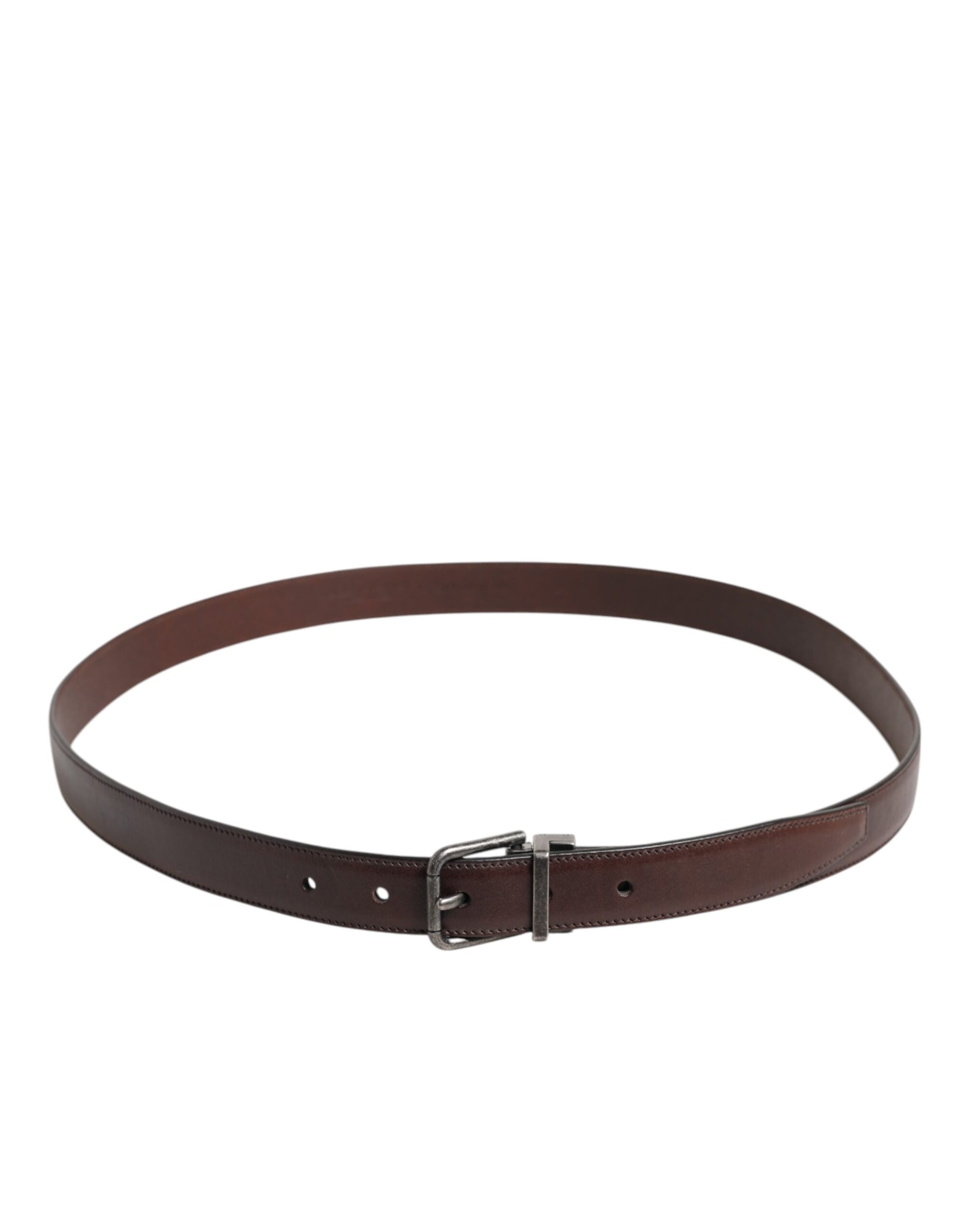 Dolce & Gabbana Brown Classic Calf Leather Metal Buckle Belt Curated Luxury Accessories by Orvyn