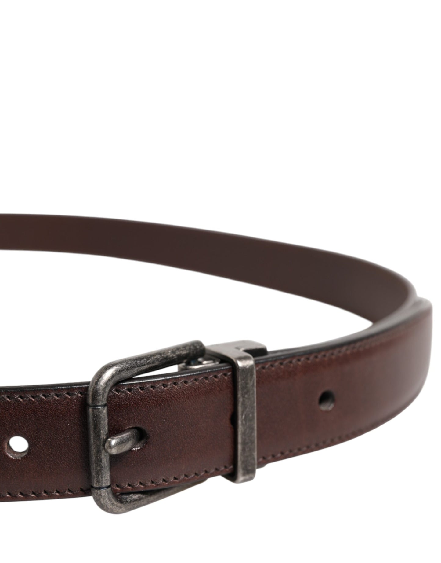 Dolce & Gabbana Brown Classic Calf Leather Metal Buckle Belt Curated Luxury Accessories by Orvyn