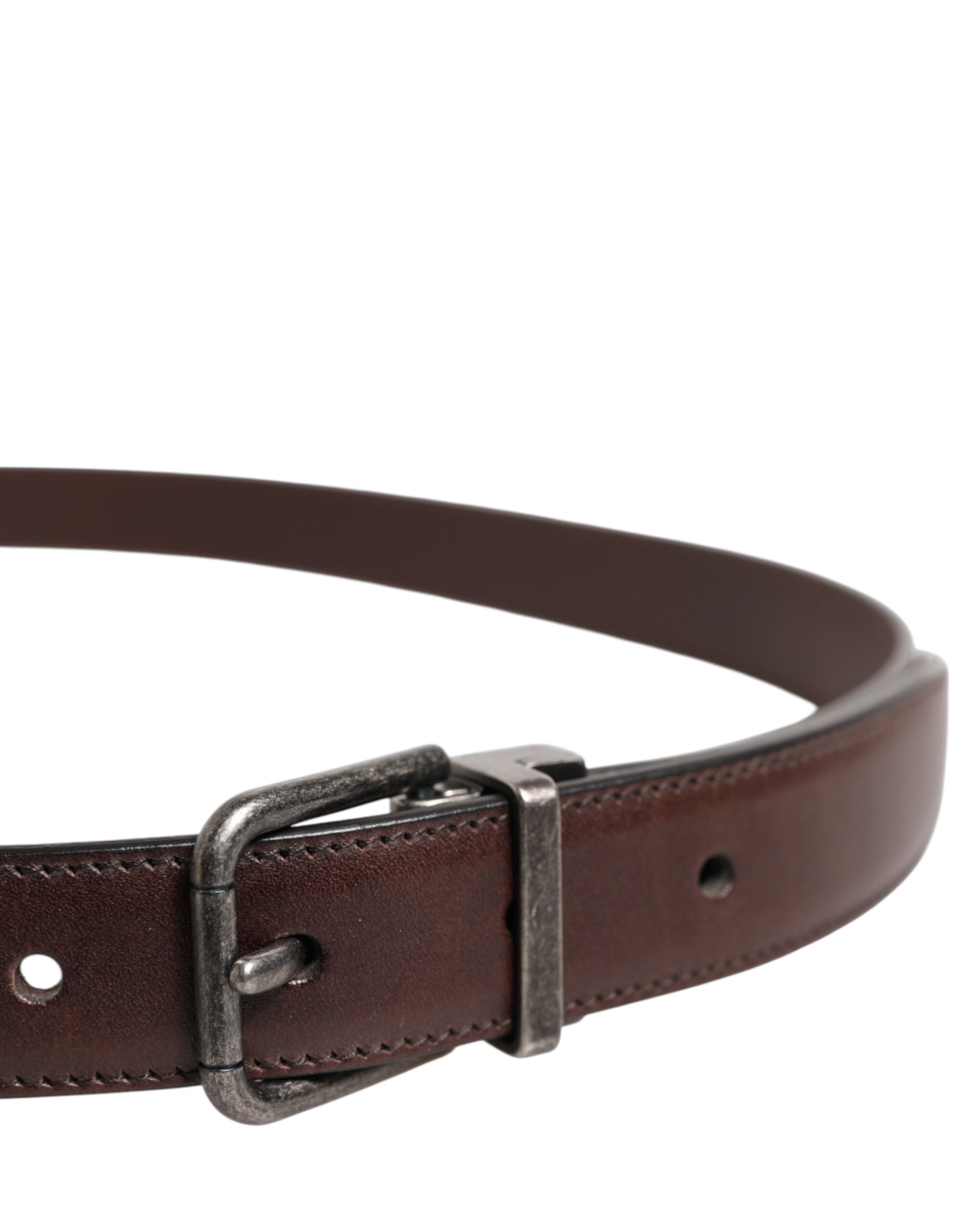 Dolce & Gabbana Brown Classic Calf Leather Metal Buckle Belt Curated Luxury Accessories by Orvyn