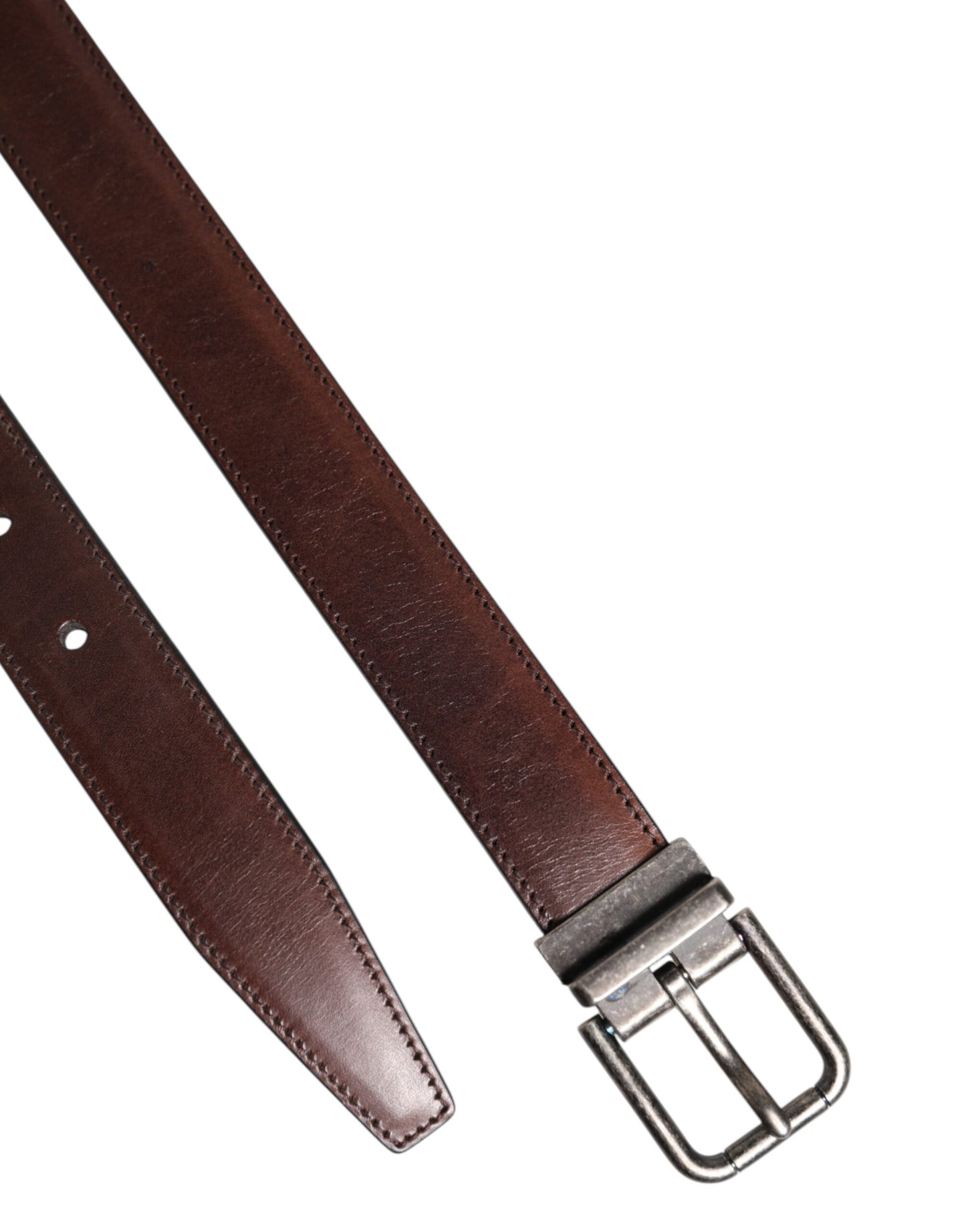 Dolce & Gabbana Brown Classic Calf Leather Metal Buckle Belt Curated Luxury Accessories by Orvyn