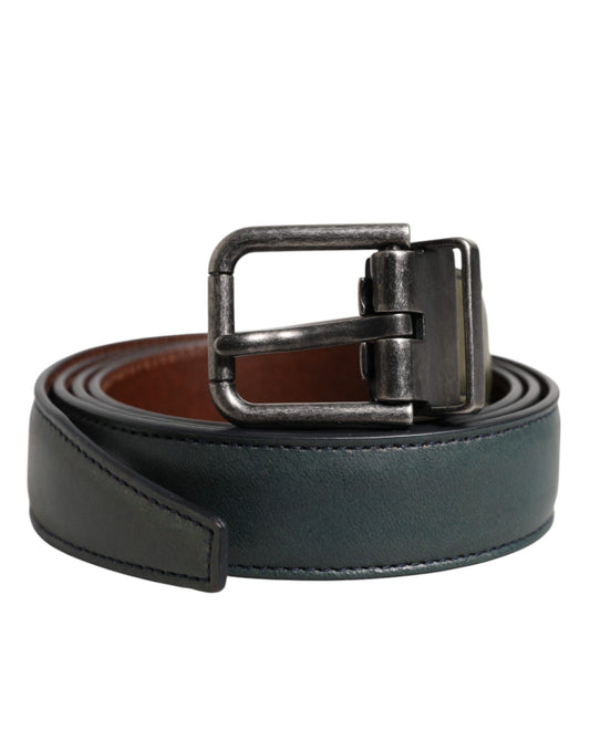 Dolce & Gabbana Green Classic Leather Metal Buckle Belt Curated Luxury Accessories by Orvyn