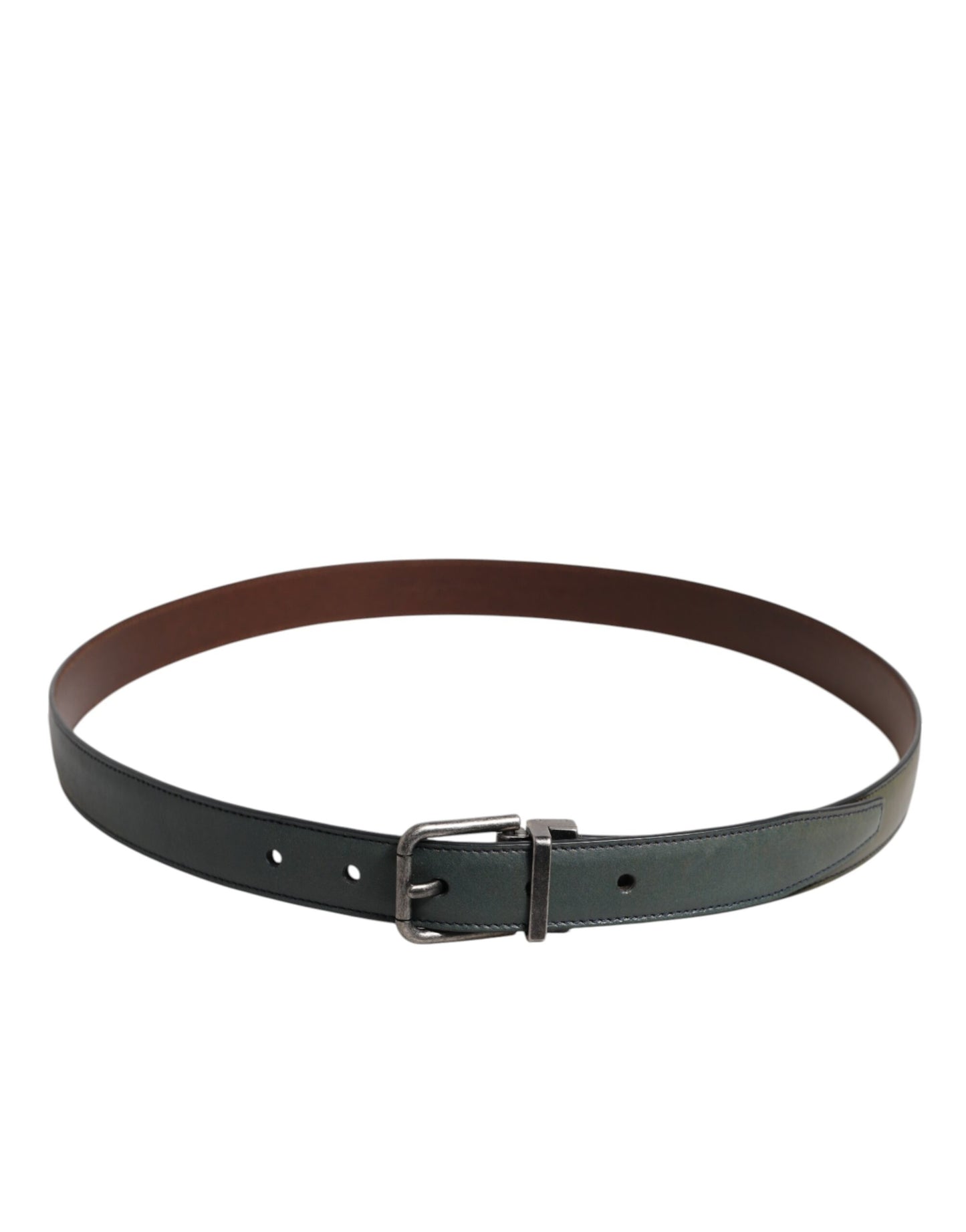 Dolce & Gabbana Green Classic Leather Metal Buckle Belt Curated Luxury Accessories by Orvyn