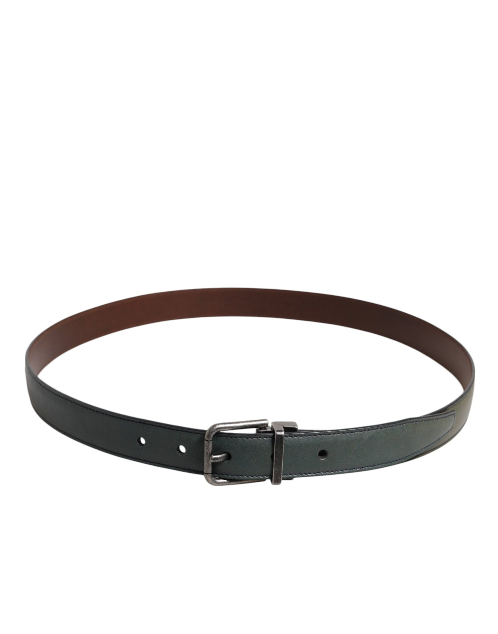 Dolce & Gabbana Green Classic Leather Metal Buckle Belt Curated Luxury Accessories by Orvyn