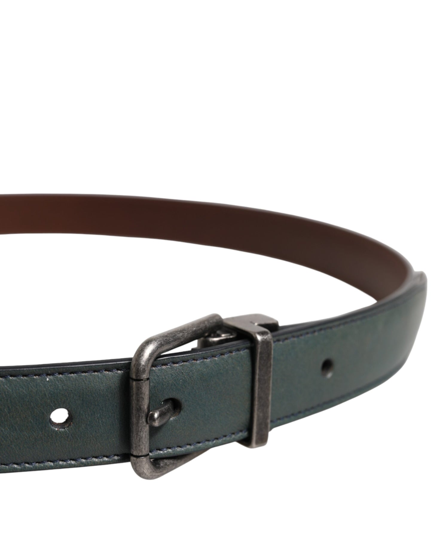 Dolce & Gabbana Green Classic Leather Metal Buckle Belt Curated Luxury Accessories by Orvyn