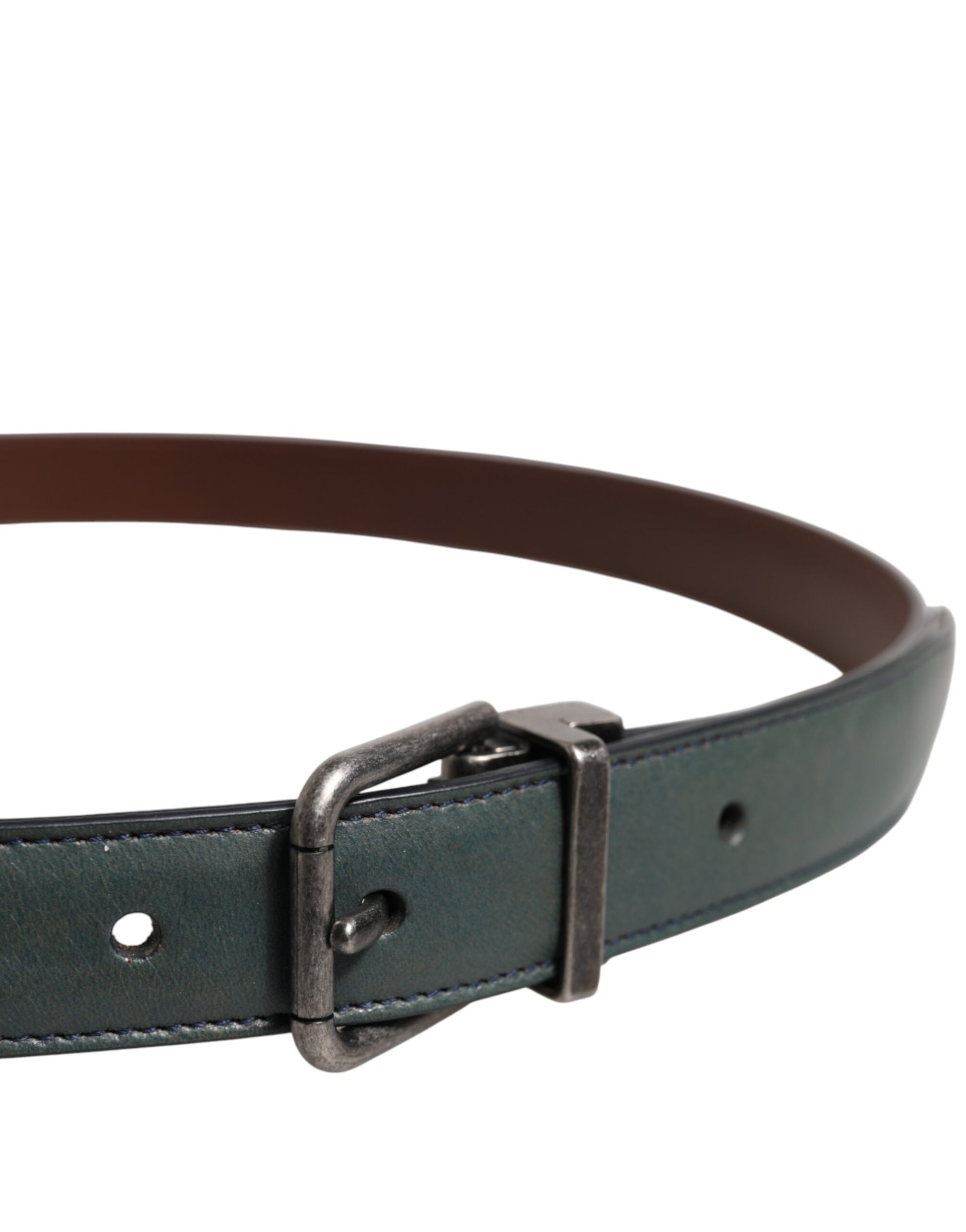 Dolce & Gabbana Green Classic Leather Metal Buckle Belt Curated Luxury Accessories by Orvyn