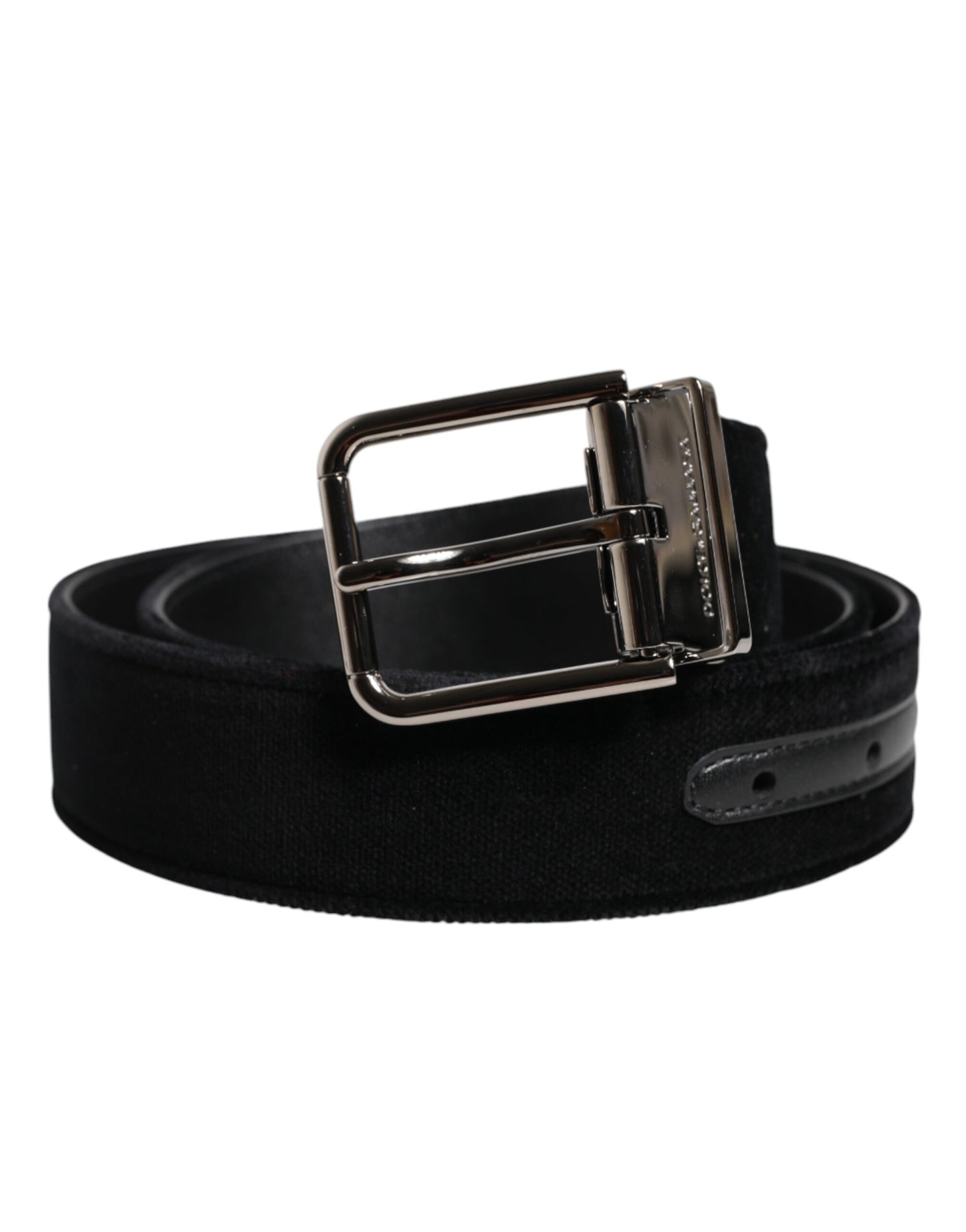 Dolce & Gabbana Black Cotton Silver Metal Buckle Belt Curated Luxury Accessories by Orvyn