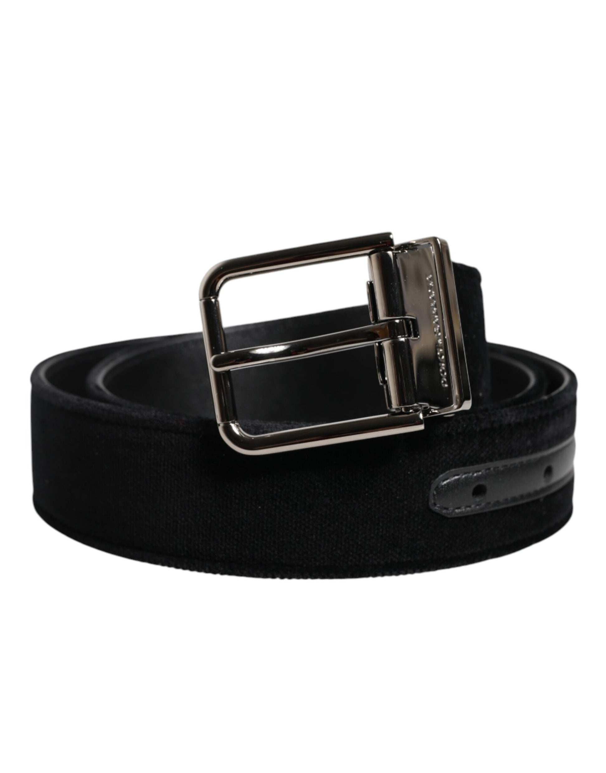 Dolce & Gabbana Black Cotton Silver Metal Buckle Belt Curated Luxury Accessories by Orvyn