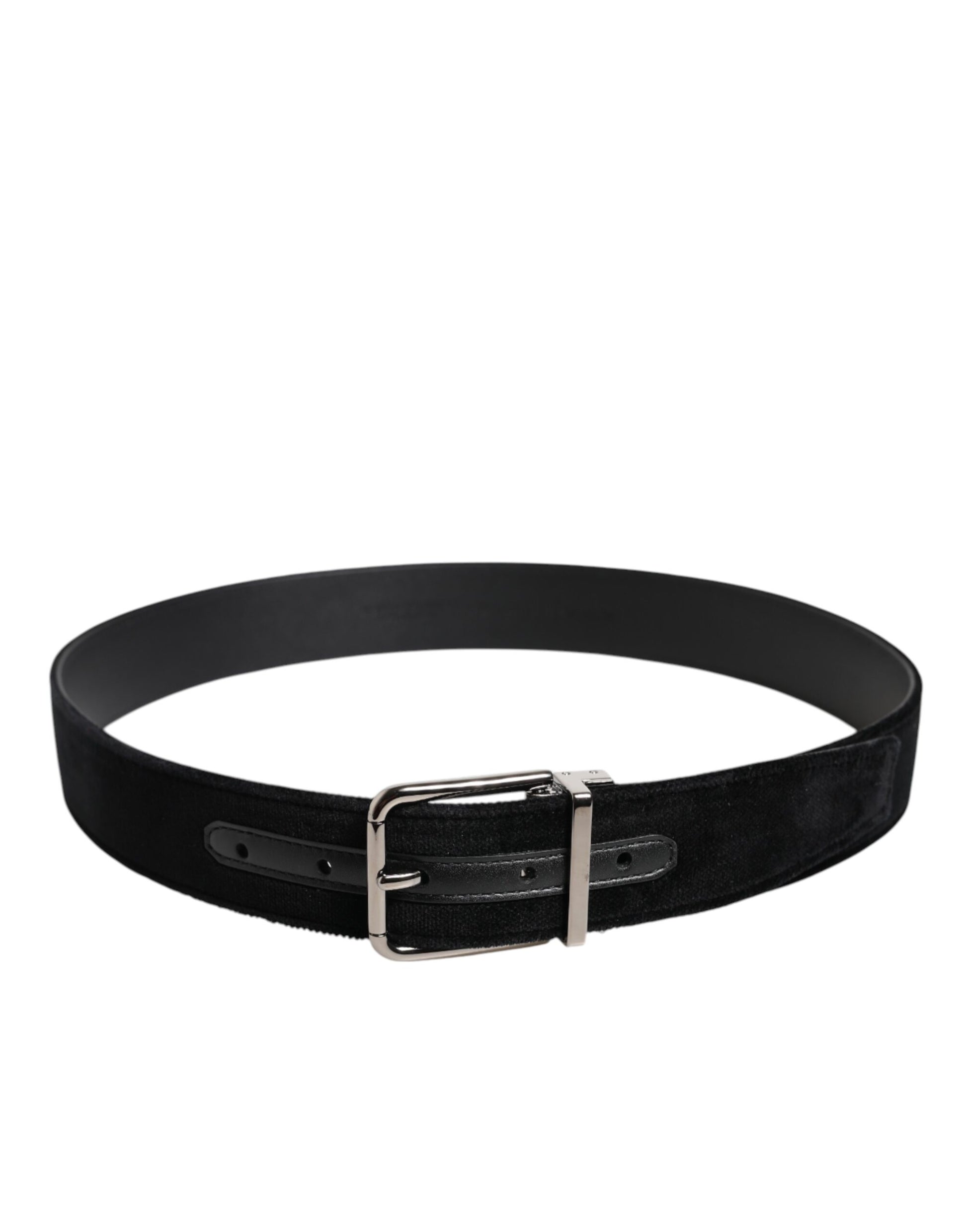 Dolce & Gabbana Black Cotton Silver Metal Buckle Belt Curated Luxury Accessories by Orvyn