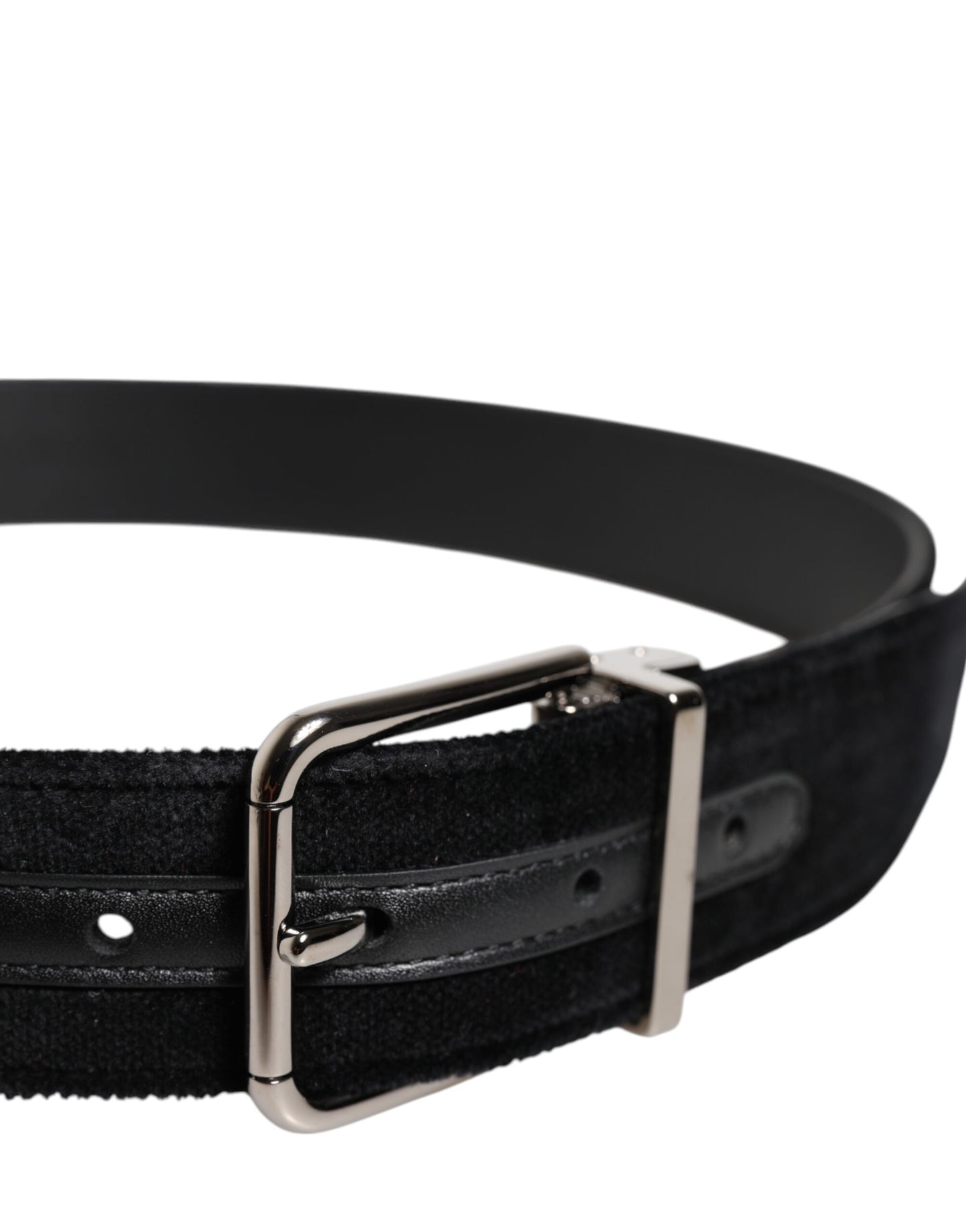 Dolce & Gabbana Black Cotton Silver Metal Buckle Belt Curated Luxury Accessories by Orvyn