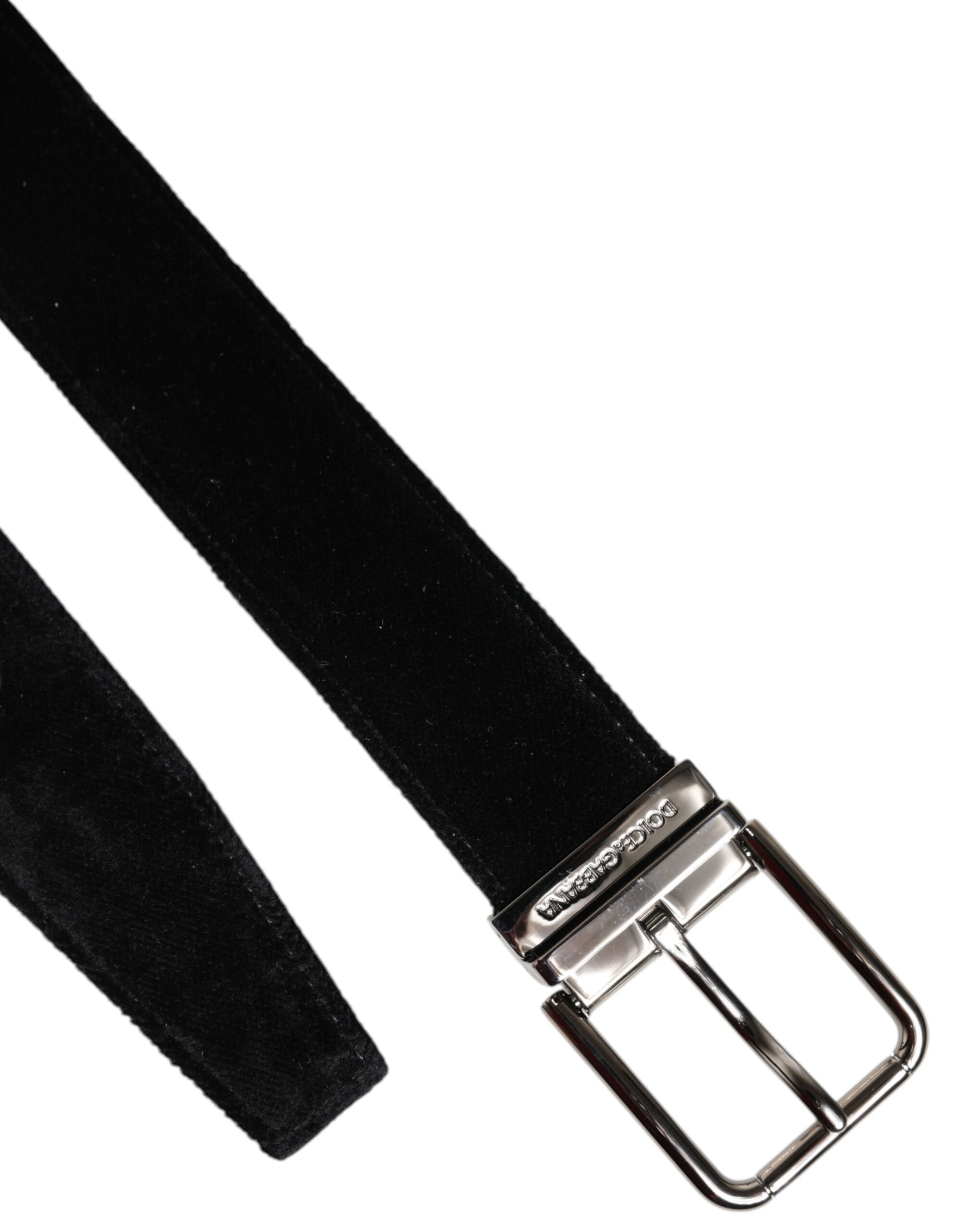 Dolce & Gabbana Black Cotton Silver Metal Buckle Belt Curated Luxury Accessories by Orvyn
