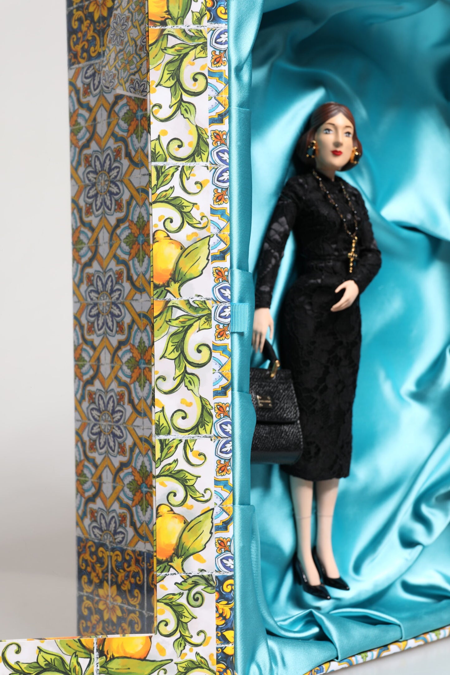 Dolce & Gabbana Black Dress MARIA Porcelain Fashion Show Leather Sicily Dolls Curated Luxury Accessories by Orvyn