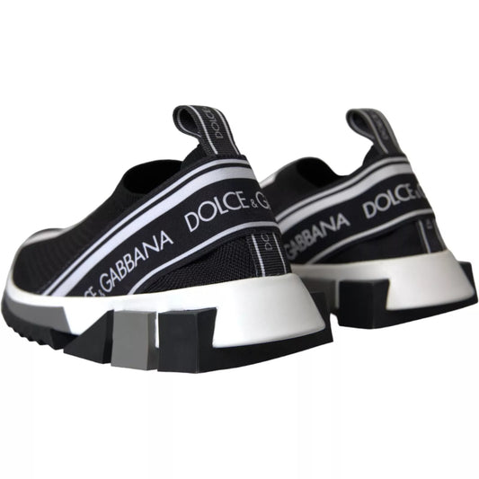 Dolce & Gabbana Black White Slip On Sorrento Sneakers Shoes Curated Luxury Accessories by Orvyn