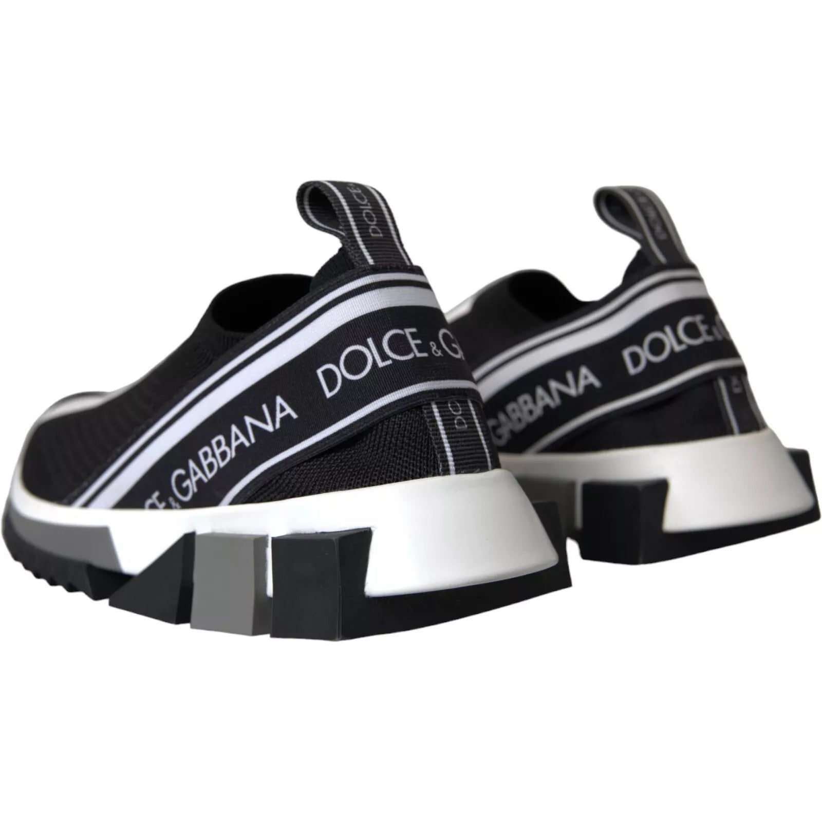 Dolce & Gabbana Black White Slip On Sorrento Sneakers Shoes Curated Luxury Accessories by Orvyn