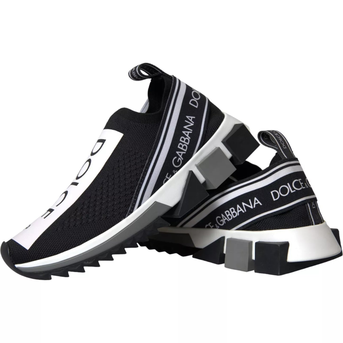 Dolce & Gabbana Black White Slip On Sorrento Sneakers Shoes Curated Luxury Accessories by Orvyn