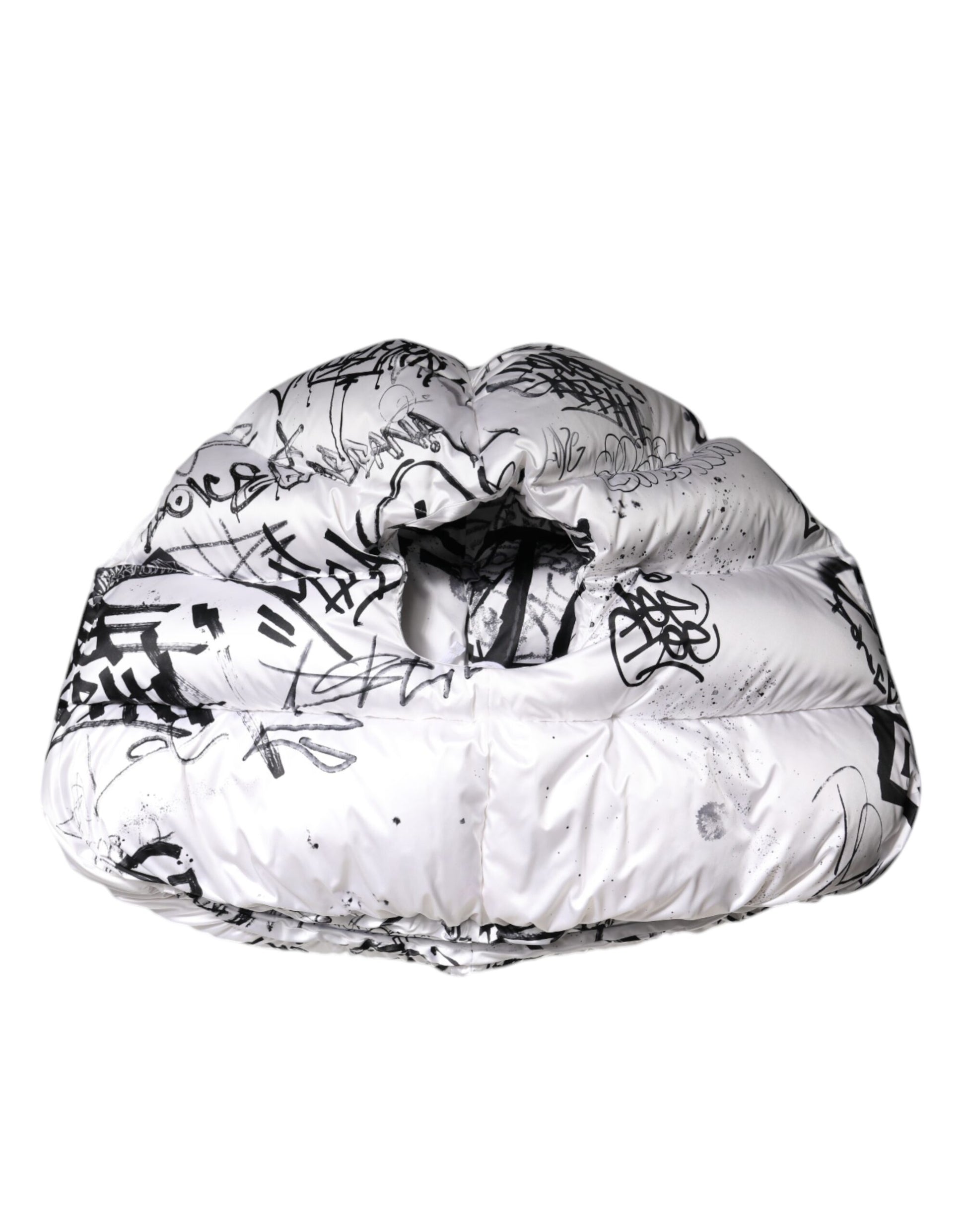 Dolce & Gabbana White Polyester Printed Hood Quilted Hat Curated Luxury Accessories by Orvyn