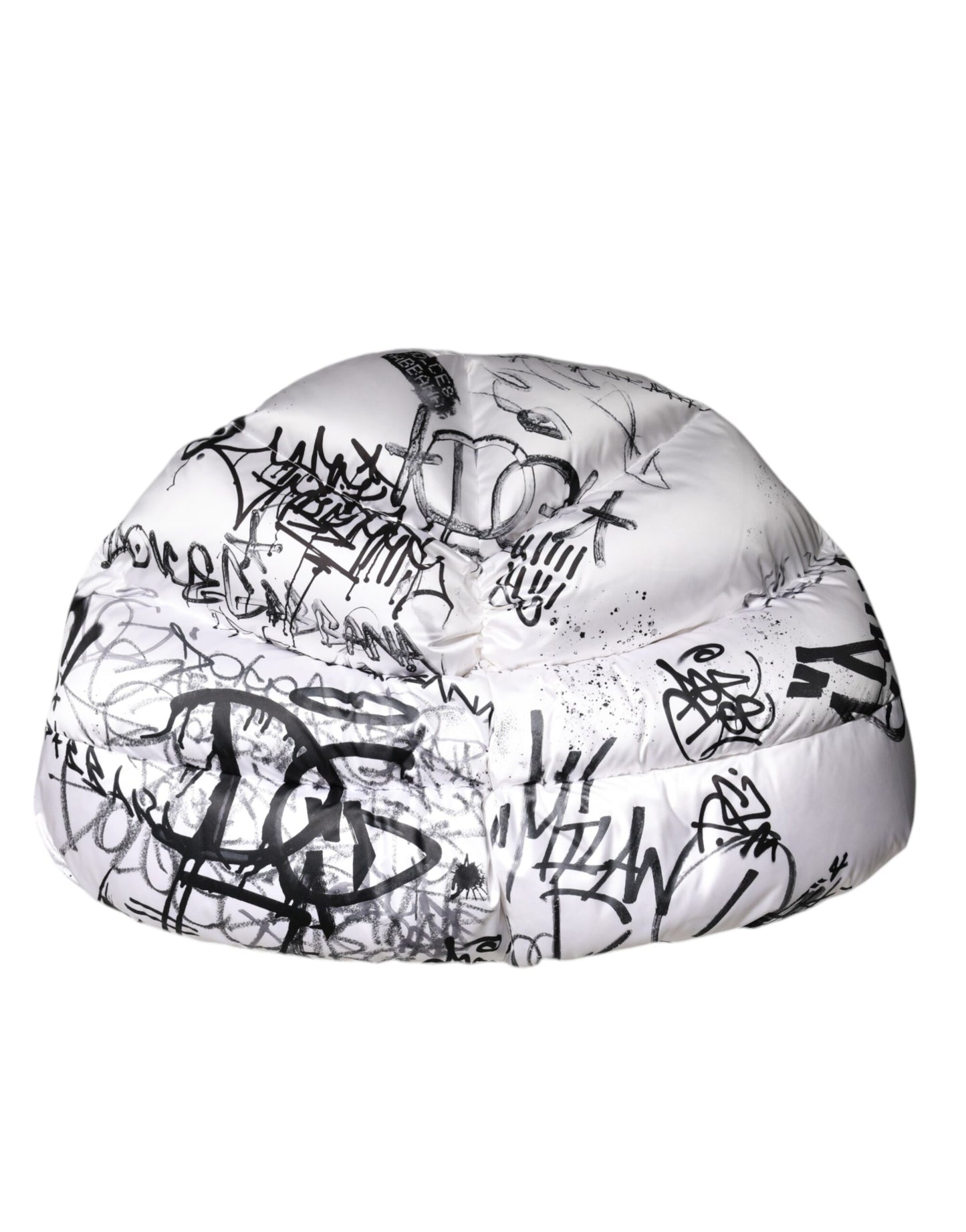 Dolce & Gabbana White Polyester Printed Hood Quilted Hat Curated Luxury Accessories by Orvyn