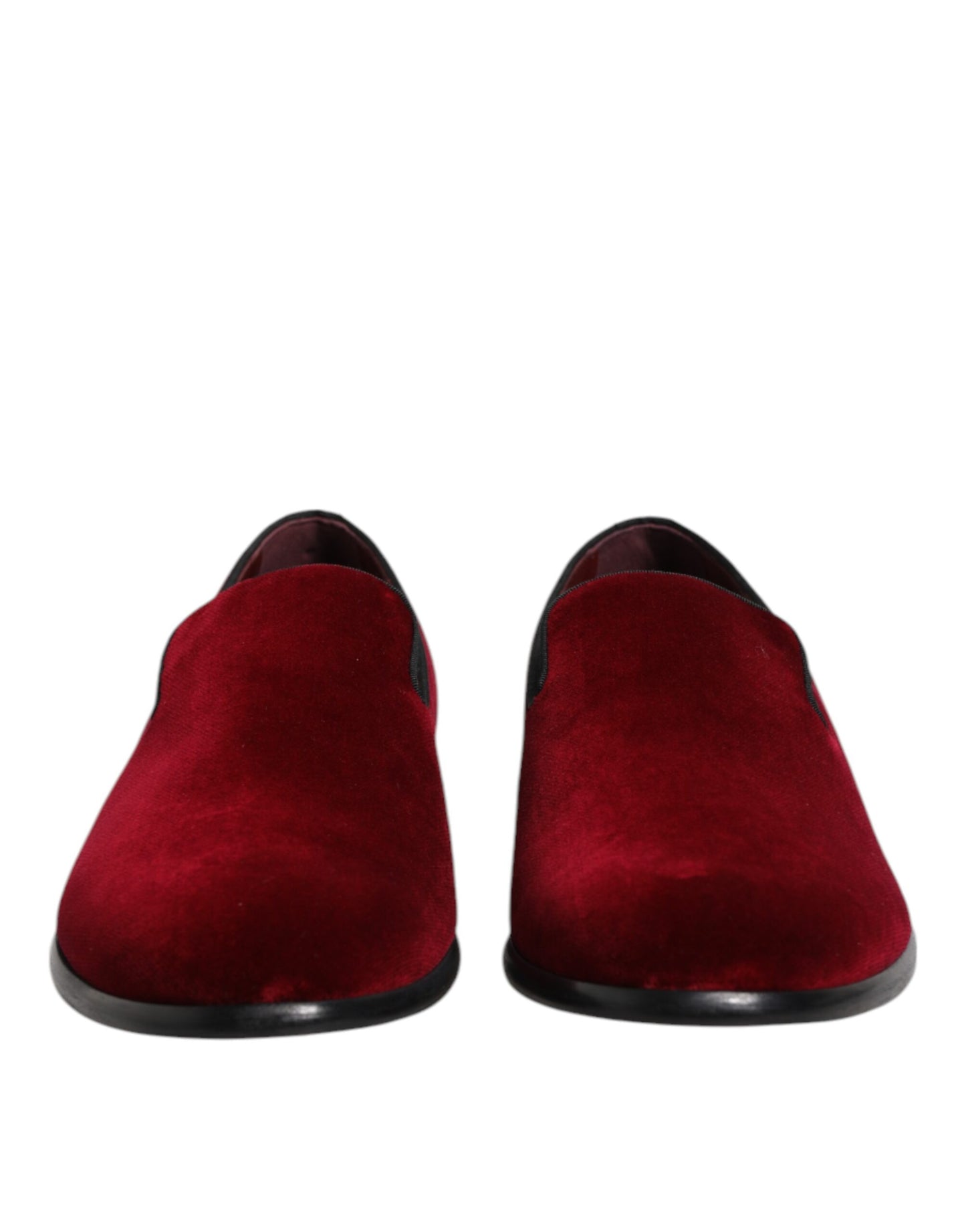 Dolce & Gabbana Red Cotton Velvet Slip On Loafers Formal Shoes Curated Luxury Accessories by Orvyn