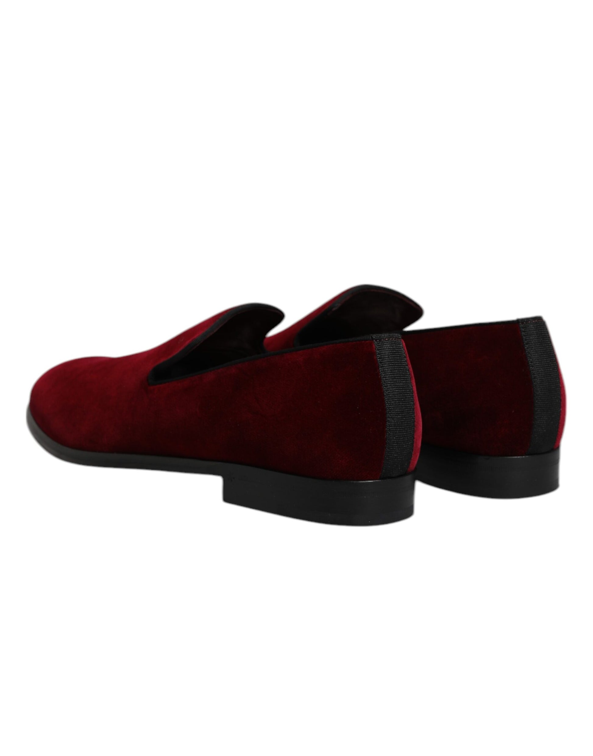 Dolce & Gabbana Red Cotton Velvet Slip On Loafers Formal Shoes Curated Luxury Accessories by Orvyn