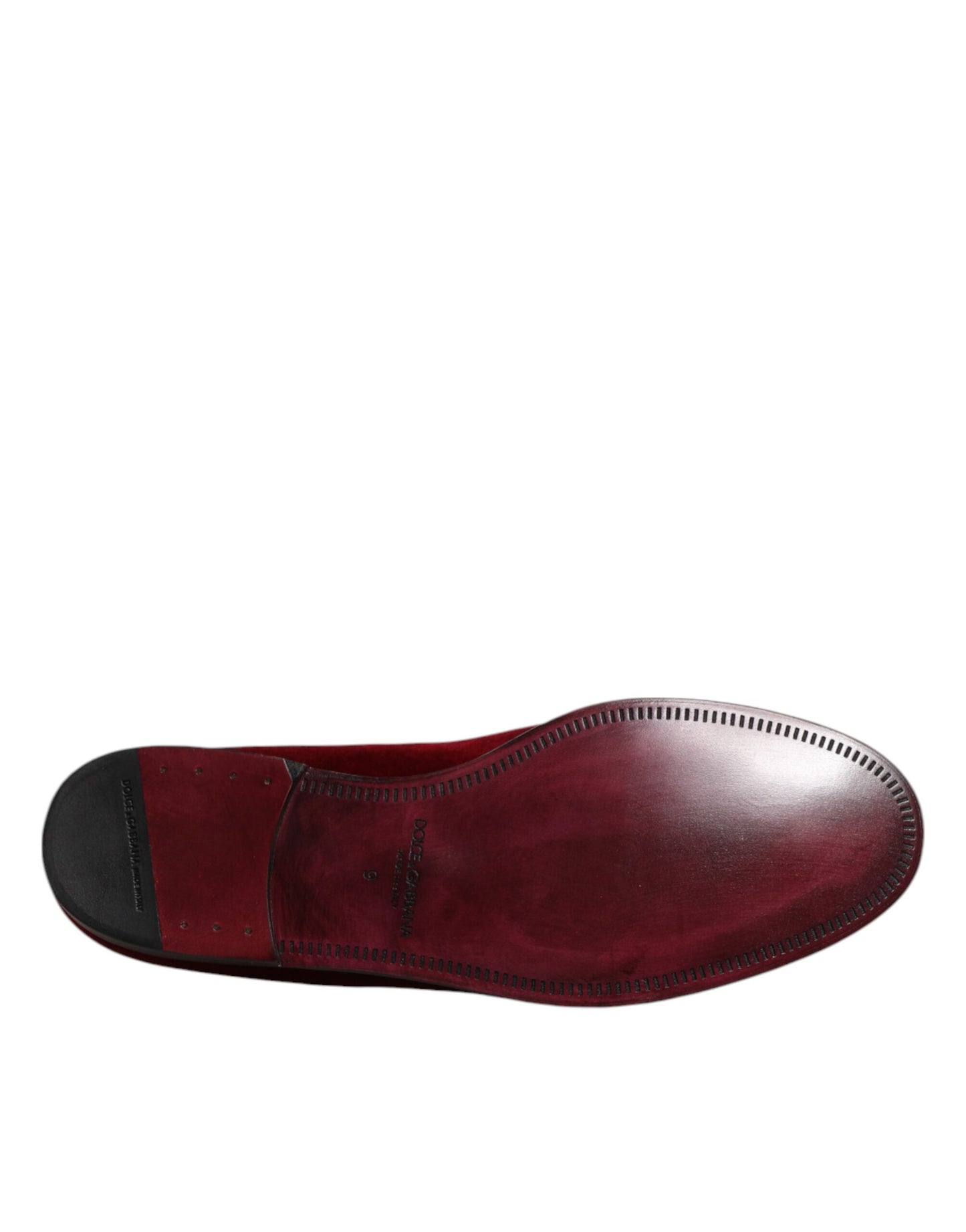 Dolce & Gabbana Red Cotton Velvet Slip On Loafers Formal Shoes Curated Luxury Accessories by Orvyn