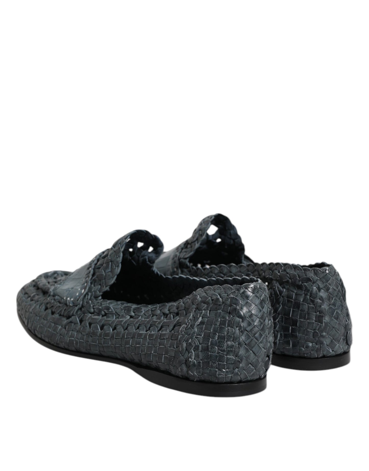 Dolce & Gabbana Blue Woven Leather Slip On Loafers Shoes Curated Luxury Accessories by Orvyn
