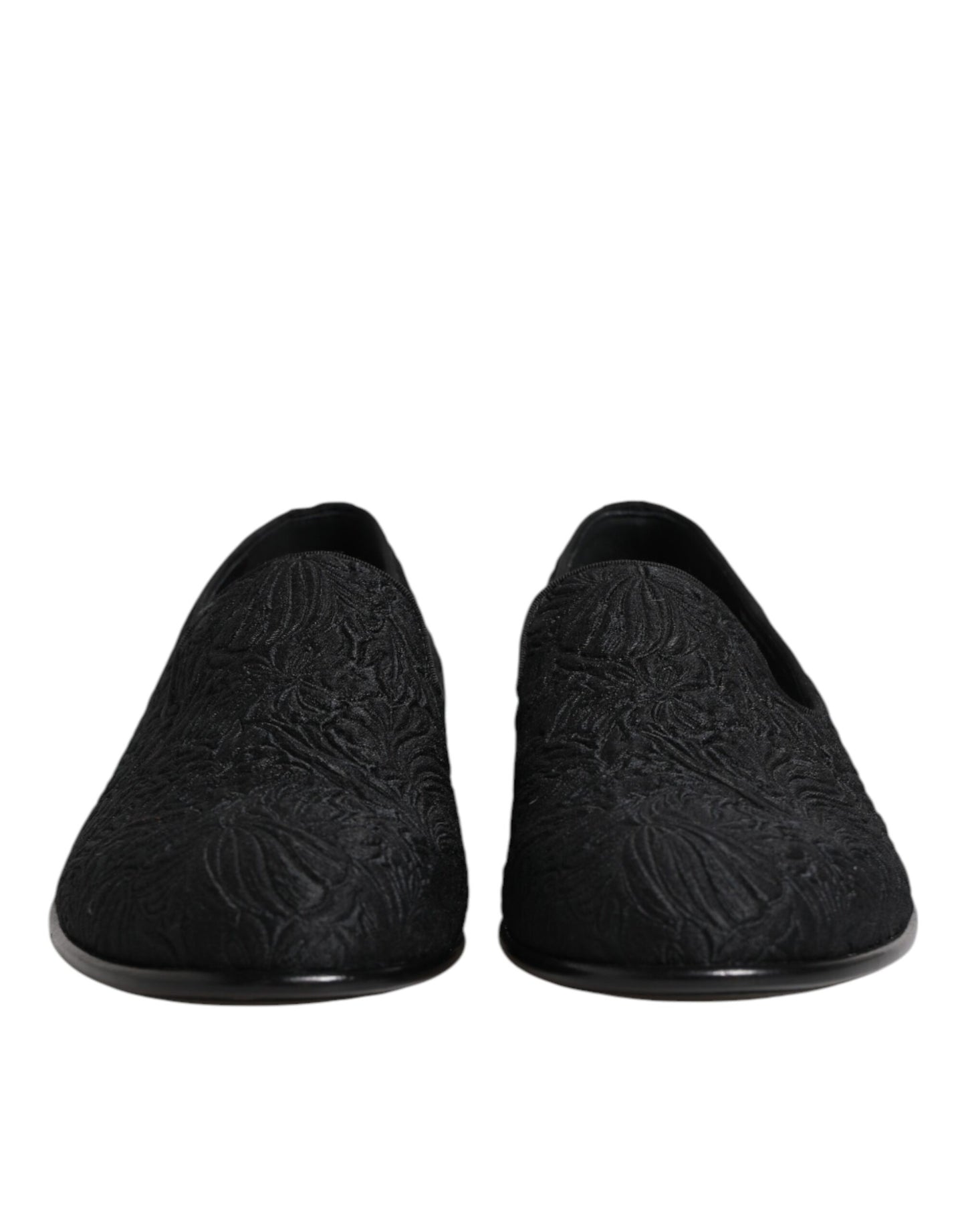 Dolce & Gabbana Black Jacquard Slip On Loafers Formal Shoes Curated Luxury Accessories by Orvyn