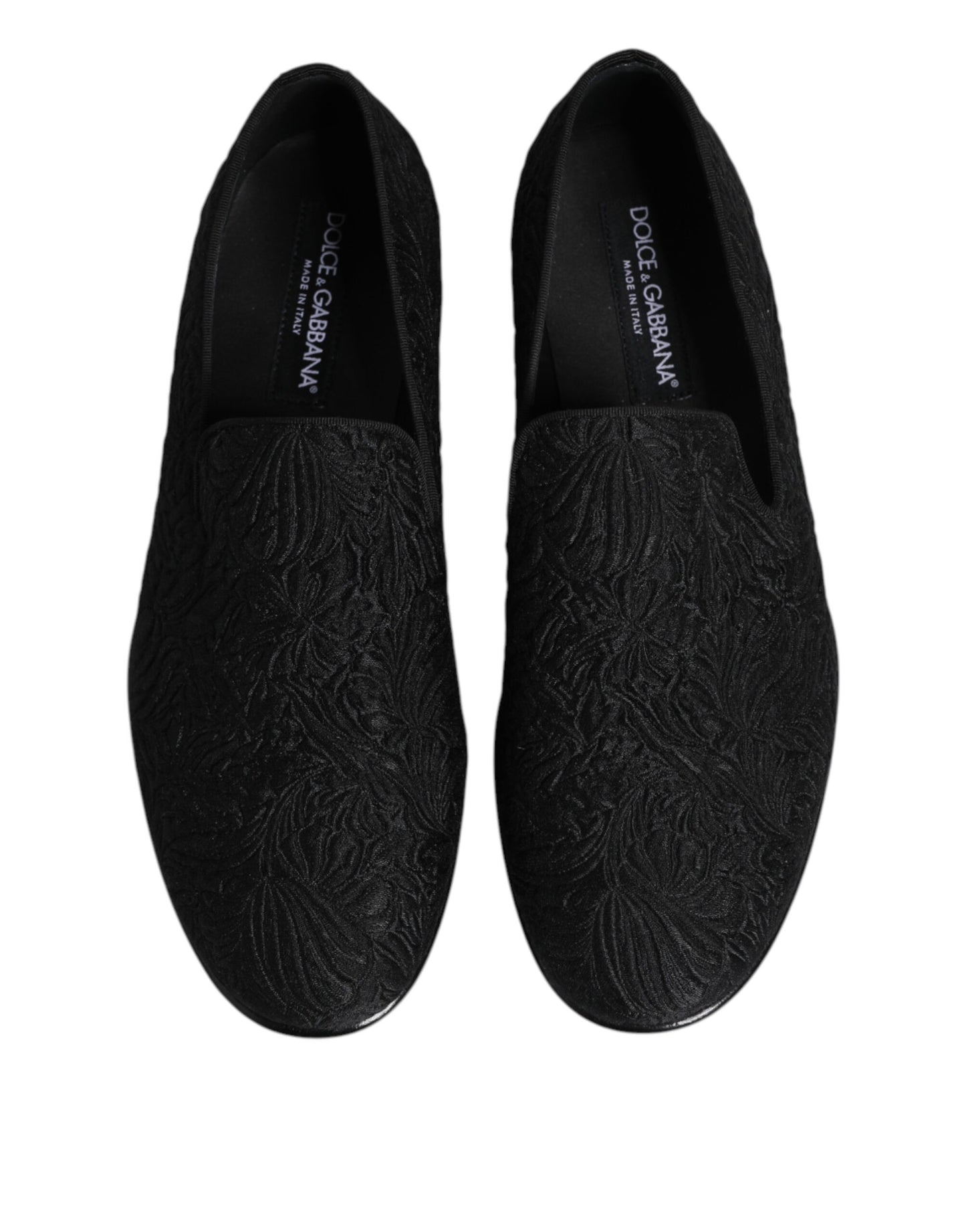 Dolce & Gabbana Black Jacquard Slip On Loafers Formal Shoes Curated Luxury Accessories by Orvyn