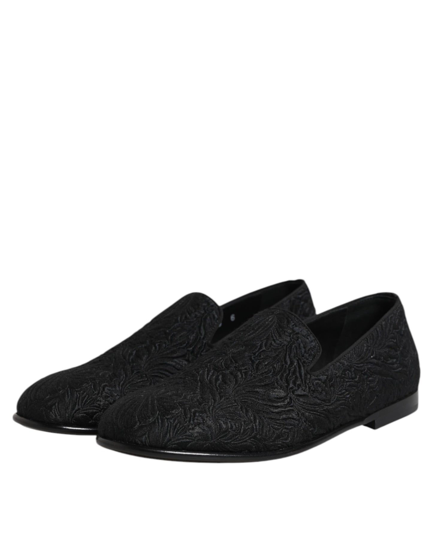 Dolce & Gabbana Black Jacquard Slip On Loafers Formal Shoes Curated Luxury Accessories by Orvyn