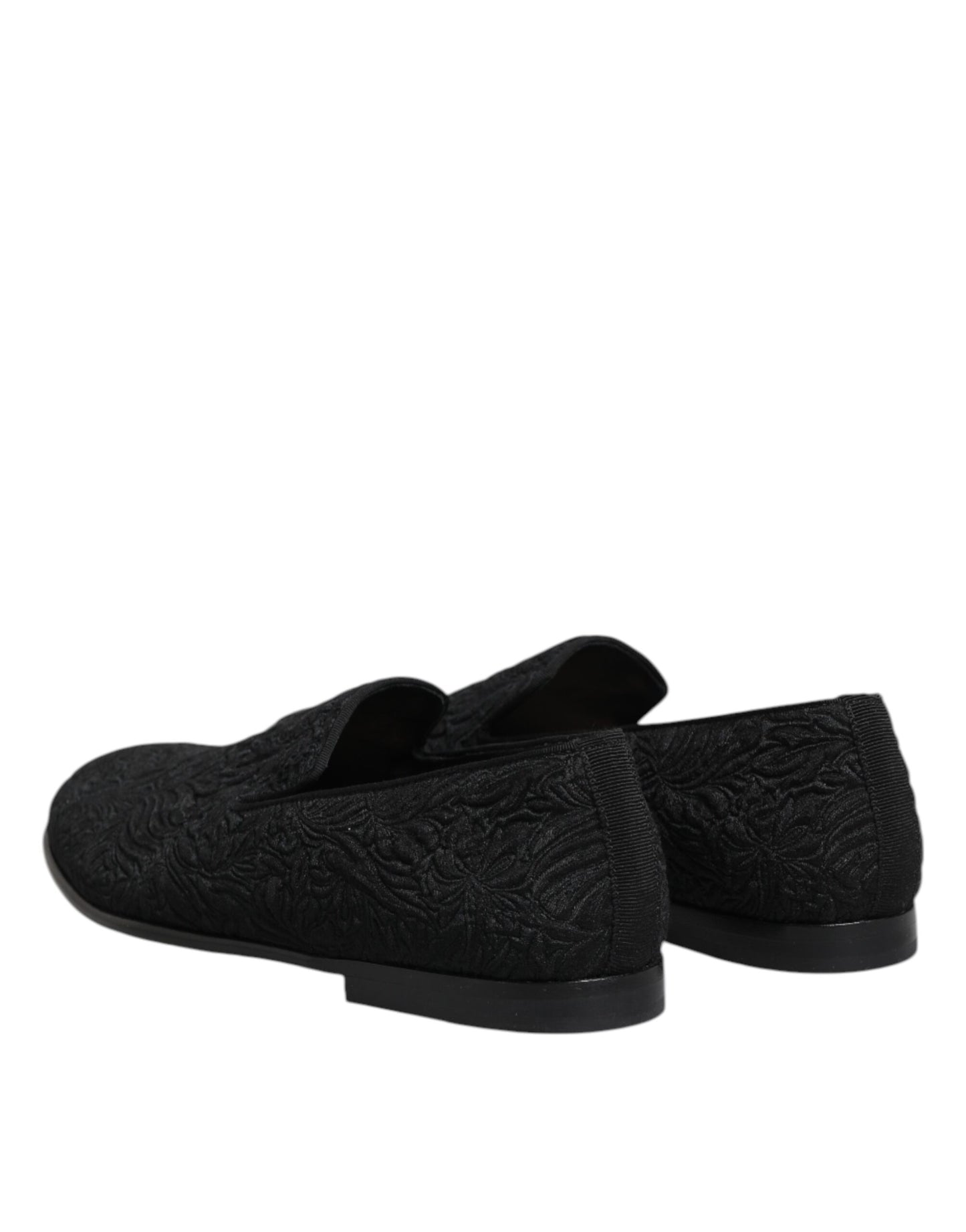 Dolce & Gabbana Black Jacquard Slip On Loafers Formal Shoes Curated Luxury Accessories by Orvyn