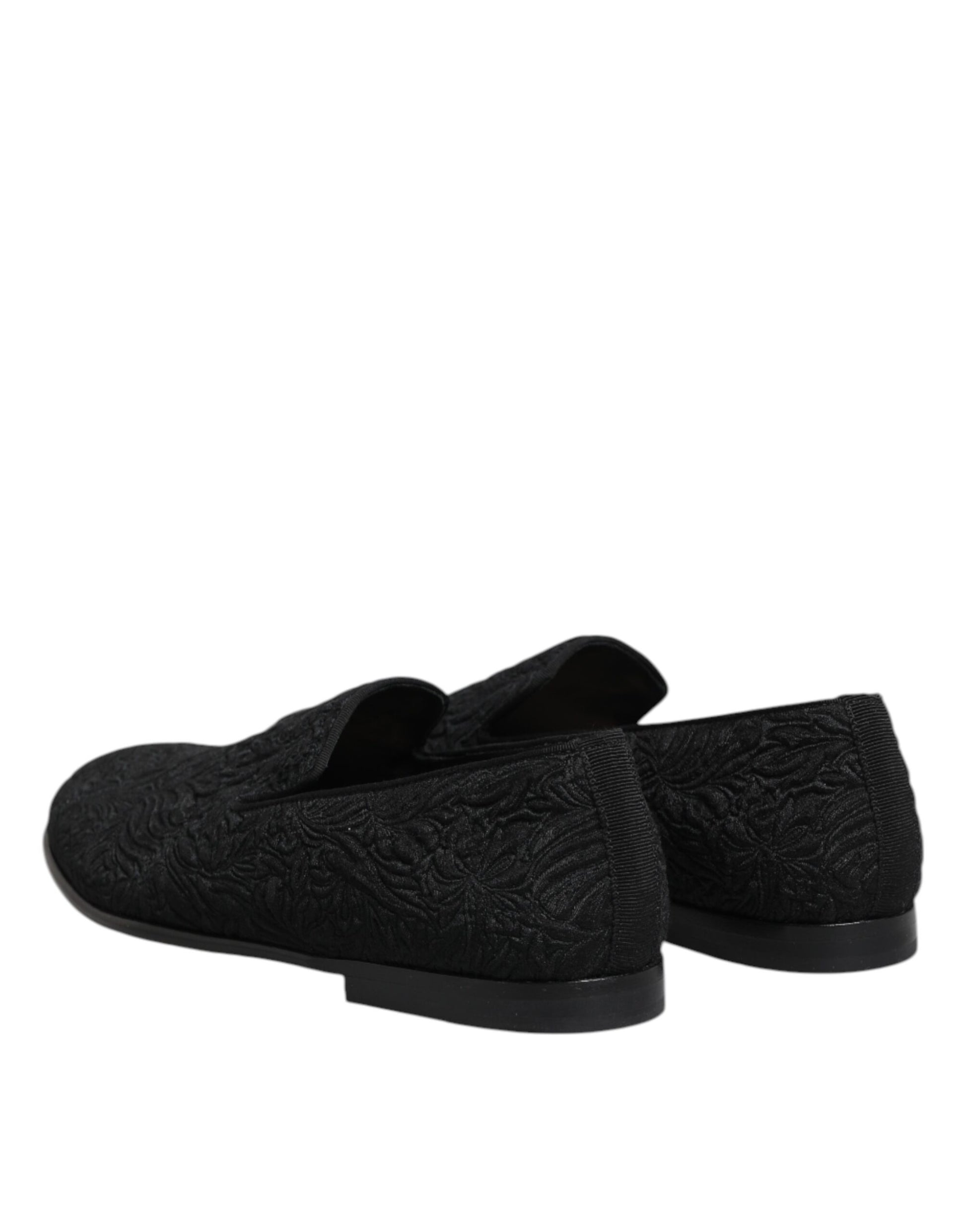 Dolce & Gabbana Black Jacquard Slip On Loafers Formal Shoes Curated Luxury Accessories by Orvyn