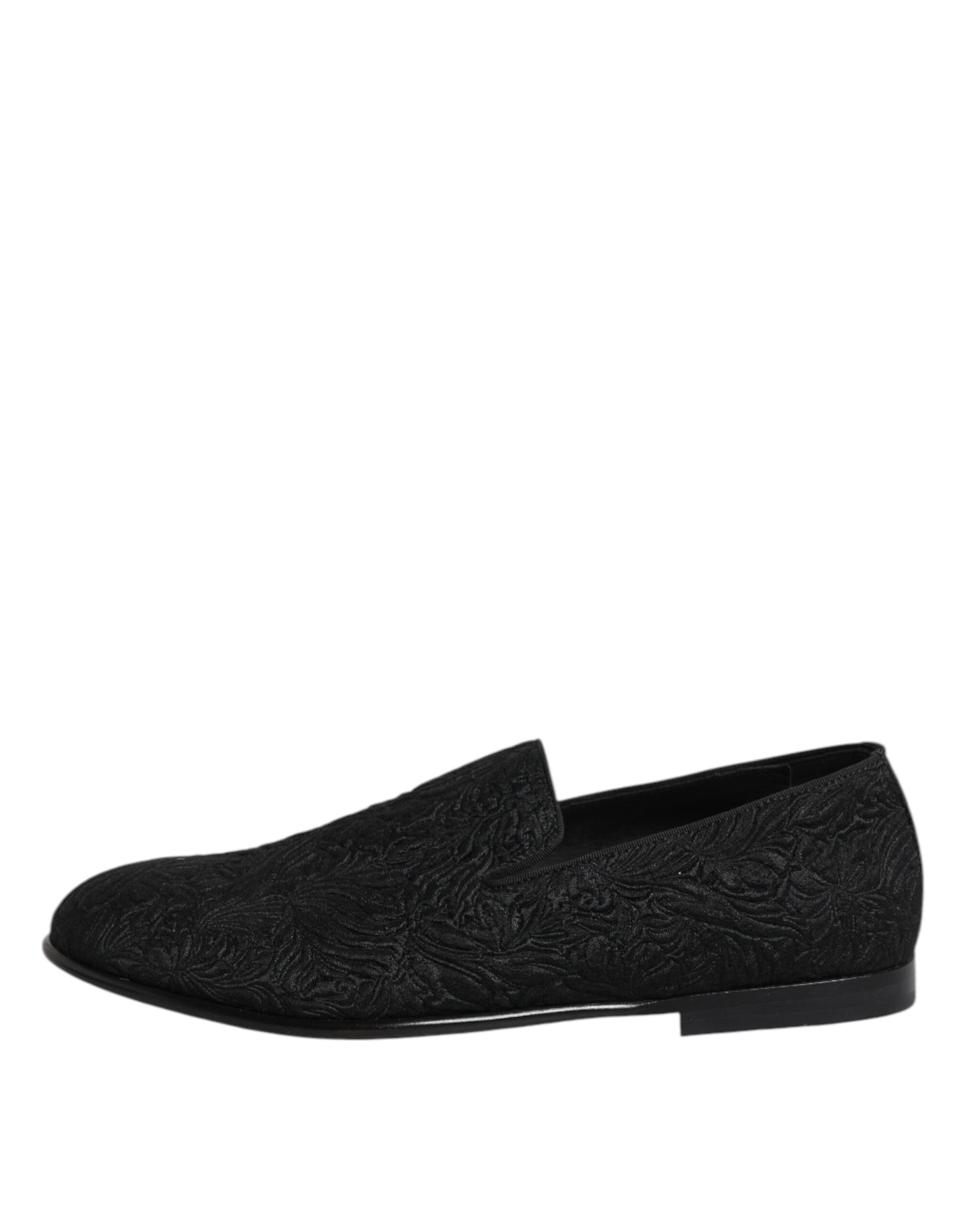 Dolce & Gabbana Black Jacquard Slip On Loafers Formal Shoes Curated Luxury Accessories by Orvyn