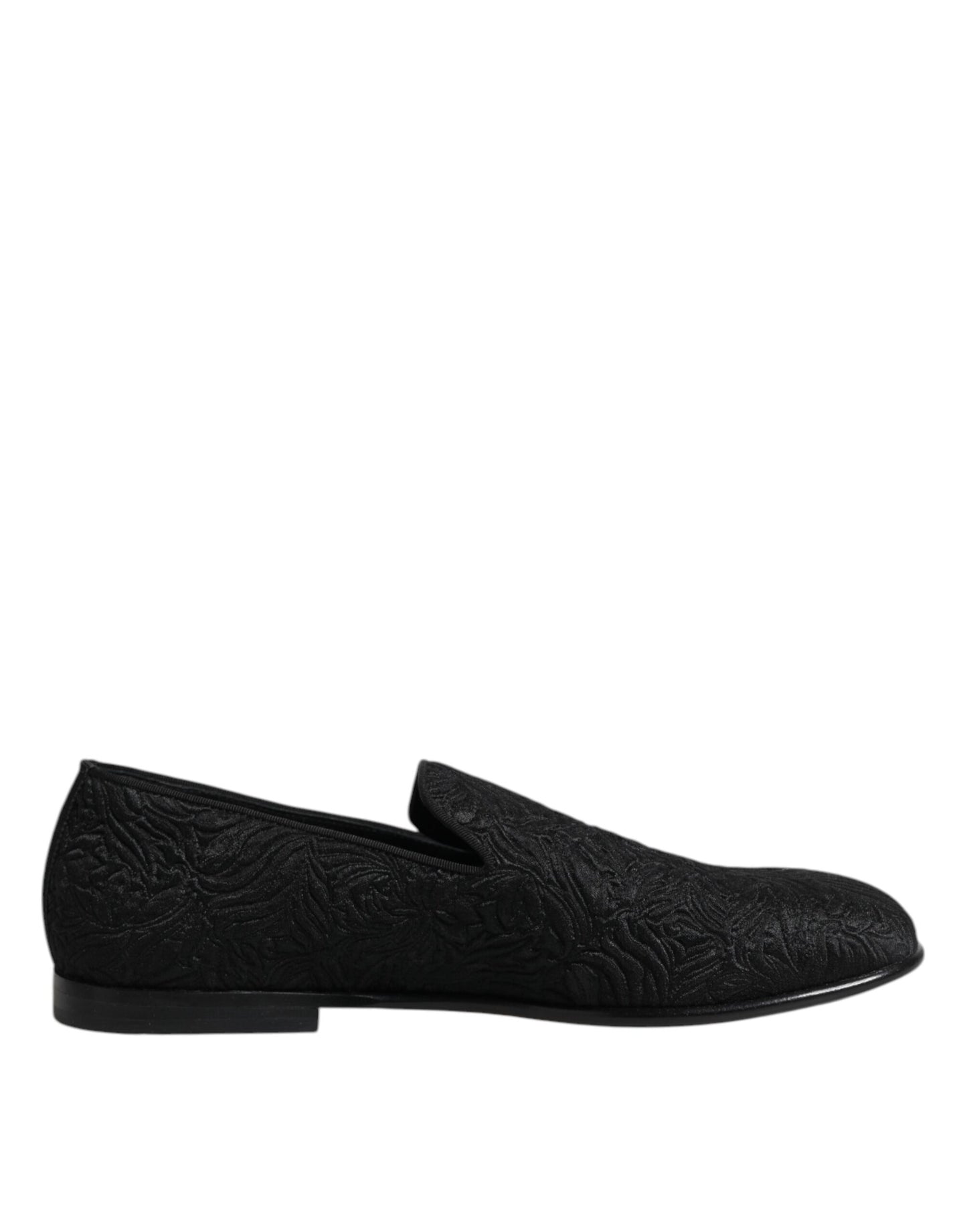 Dolce & Gabbana Black Jacquard Slip On Loafers Formal Shoes Curated Luxury Accessories by Orvyn