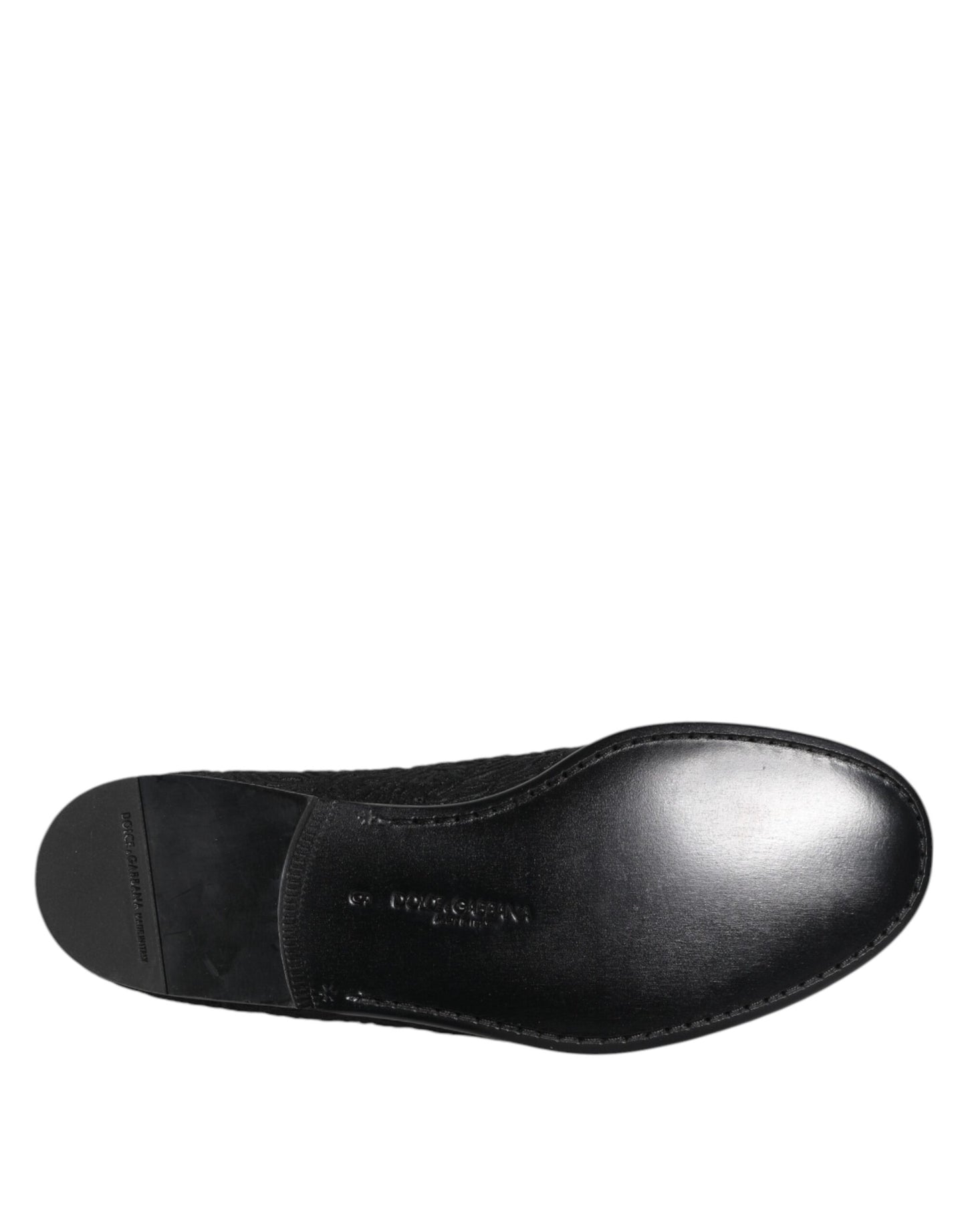 Dolce & Gabbana Black Jacquard Slip On Loafers Formal Shoes Curated Luxury Accessories by Orvyn