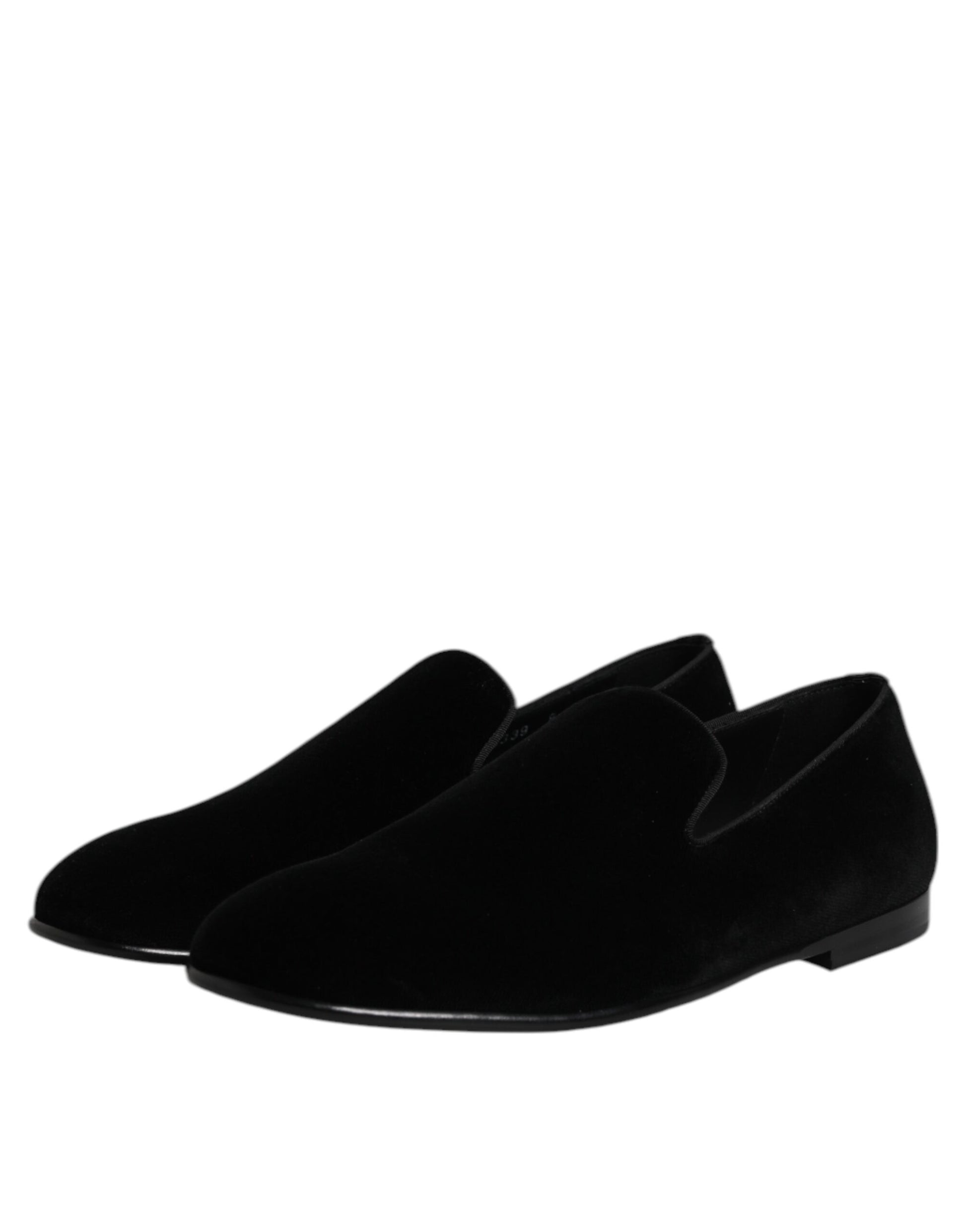 Dolce & Gabbana Black Velvet Slip On Loafers Formal Shoes Curated Luxury Accessories by Orvyn