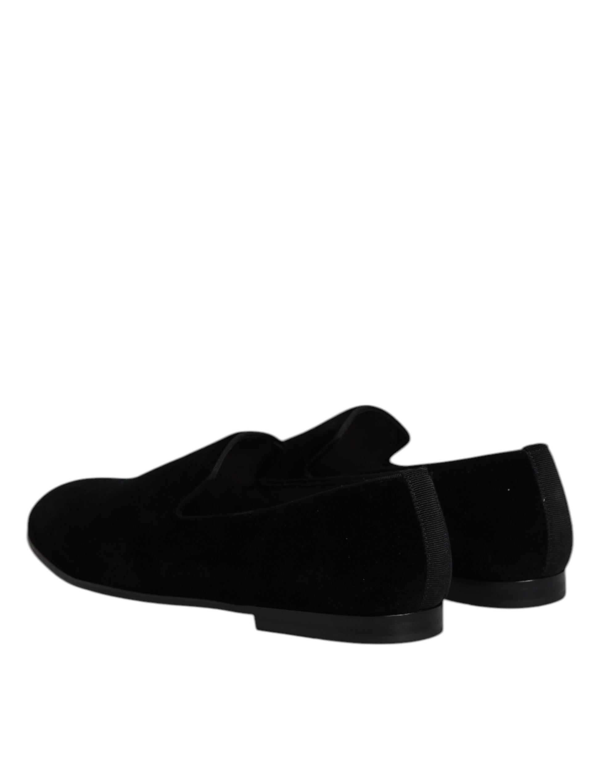 Dolce & Gabbana Black Velvet Slip On Loafers Formal Shoes Curated Luxury Accessories by Orvyn